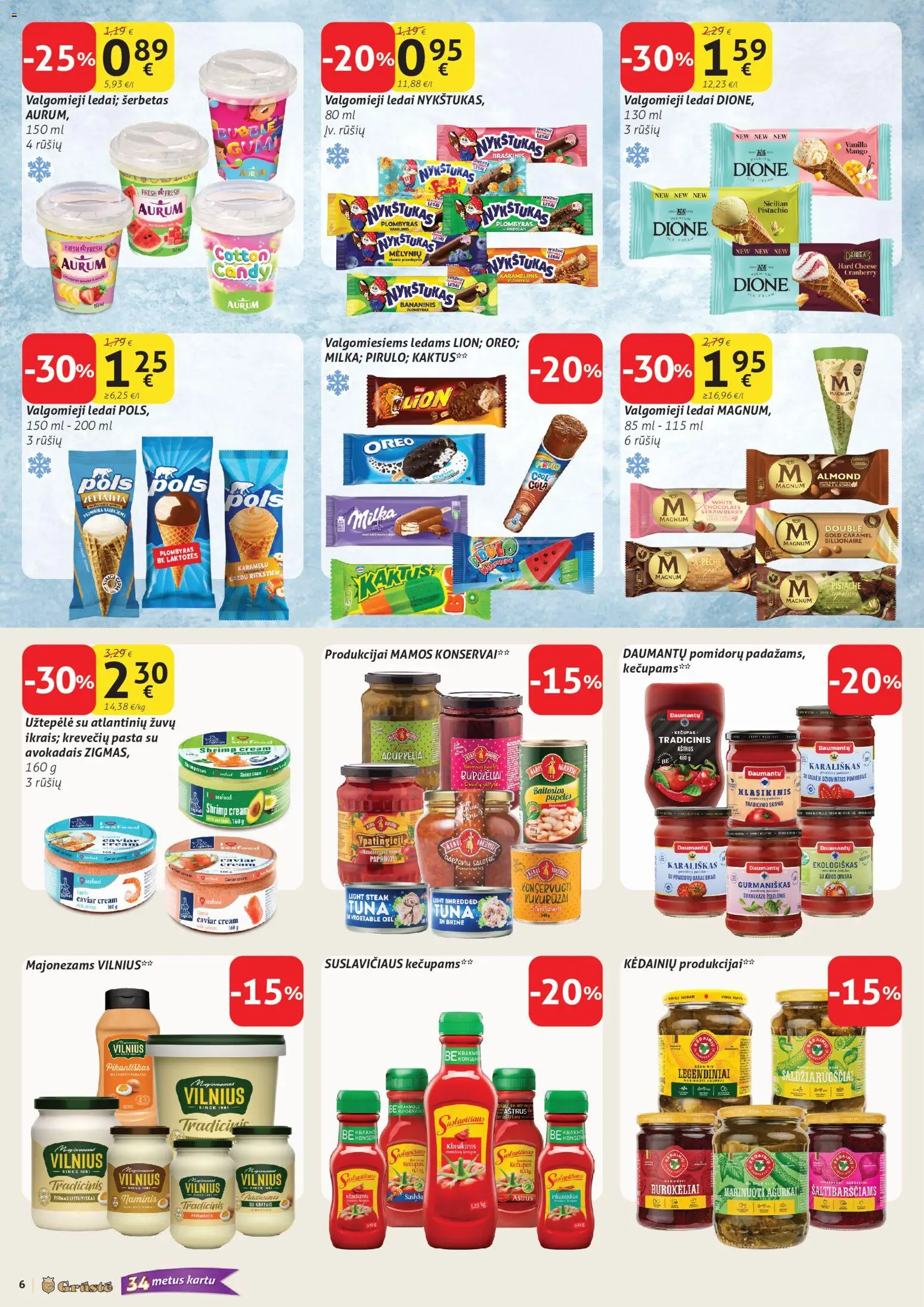 GRUSTE akcijos nuo 2026.08.01 | Puslapis: 6 | Prekių: Užtepėlė, Kukurūzai, Pupelės, Plombyras