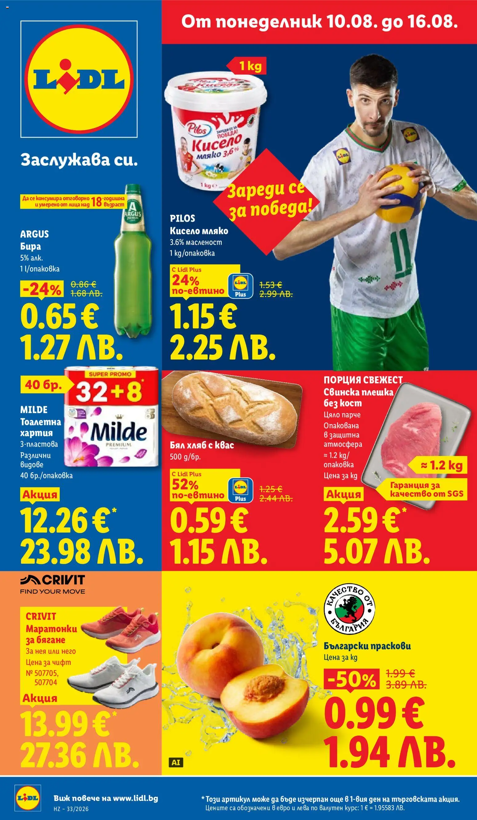 {H1} | Страница: 1 | Продукти: Кисело мляко, Хляб, Праскови, Бял хляб