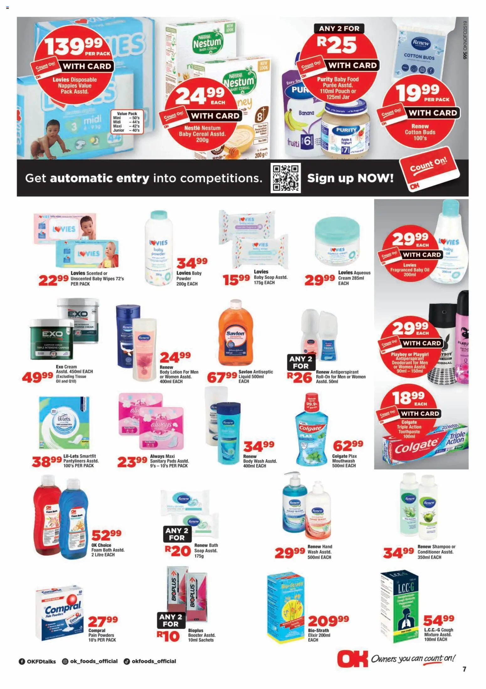 New OK Foods catalogue – valid from 12/08/2026 | Page: 7 | Products: Yoghurt, Bath foam, Antiperspirant, Nappies