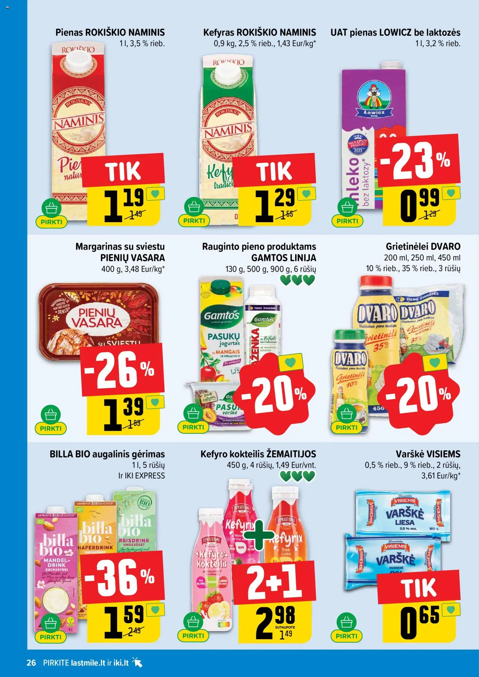 IKI akcijos nuo 2026.09.28 | Puslapis: 26 | Prekių: Margarinas, Pienas, Jogurtas, Varškė