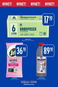 Forhåndsvisning av Rema 1000 kundeavis Bergen - Nyheter! gyldig fra 17/09/2026 | Side: 9 | Produkter: Wipes, Mudin, Kontakt, Mudin avløpsåpner