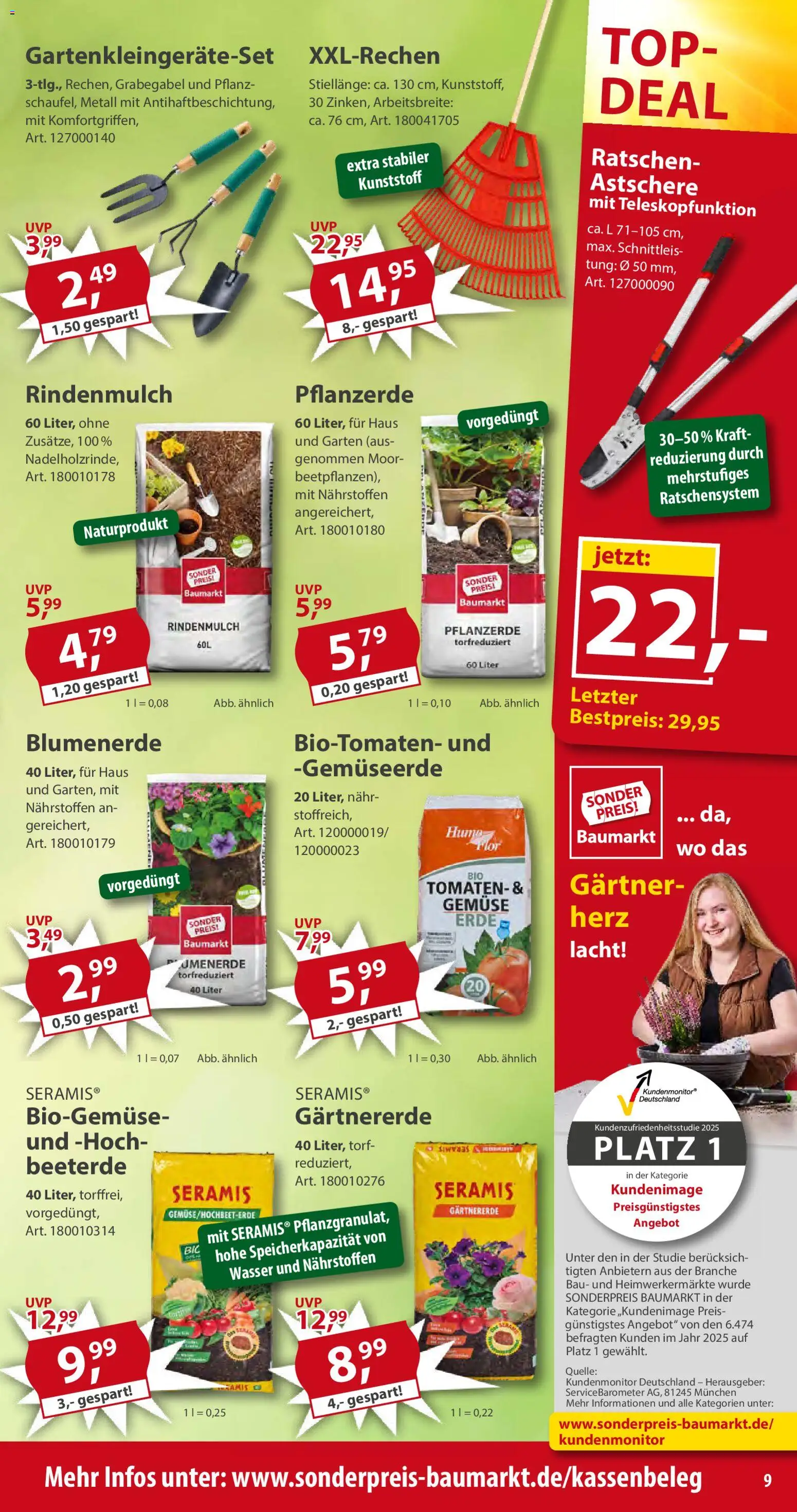 Sonderpreis Baumarkt Prospekt 	 – gültig ab 23.05.2026 | Seite: 9 | Produkte: Top, Pflanzerde, Blumenerde, Wasser