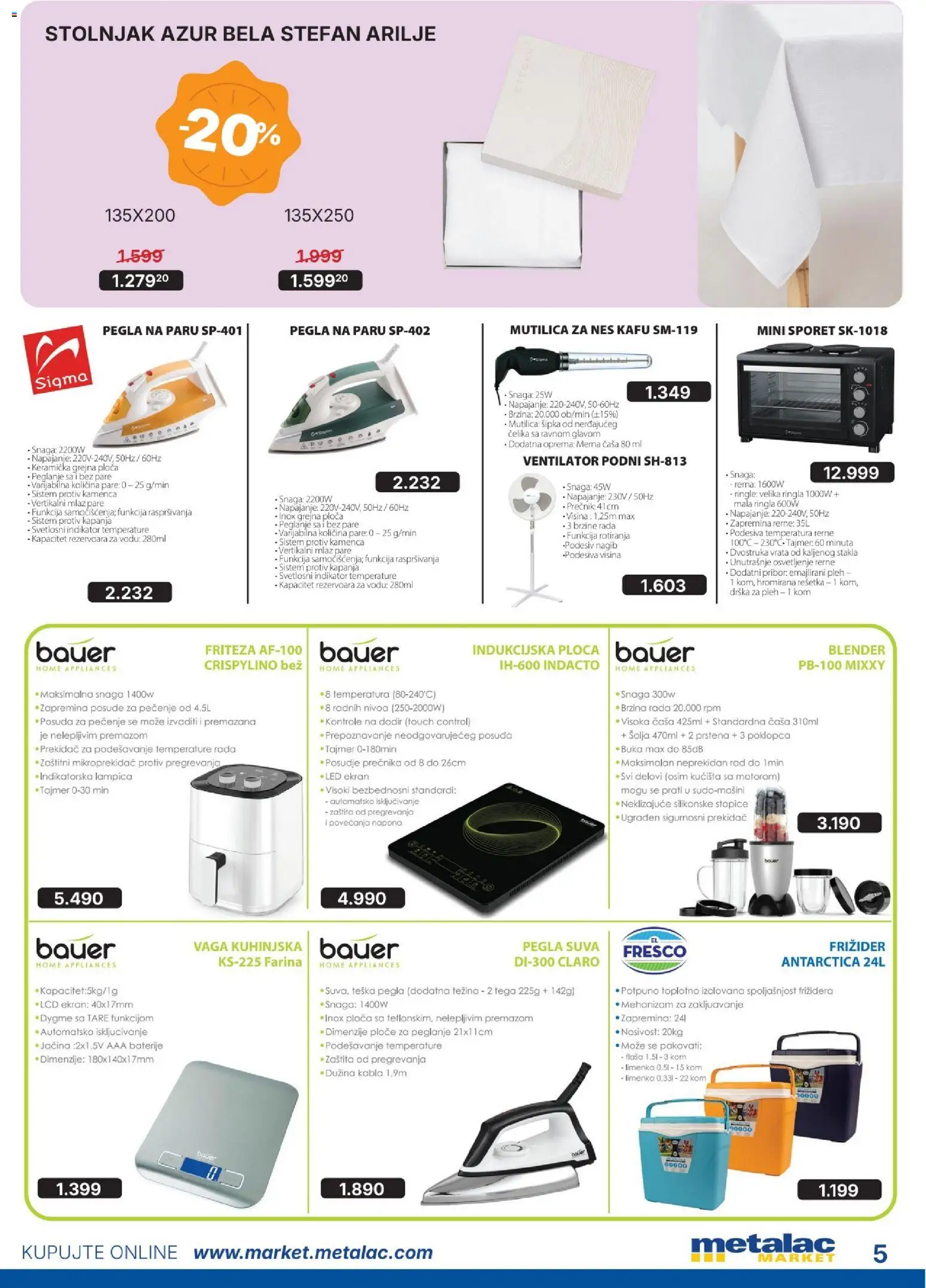 Metalac Market katalog - važi od 01.05.2026 | Strana: 5 | Proizvode: Pegla, Mutilica, Blender, Baterije