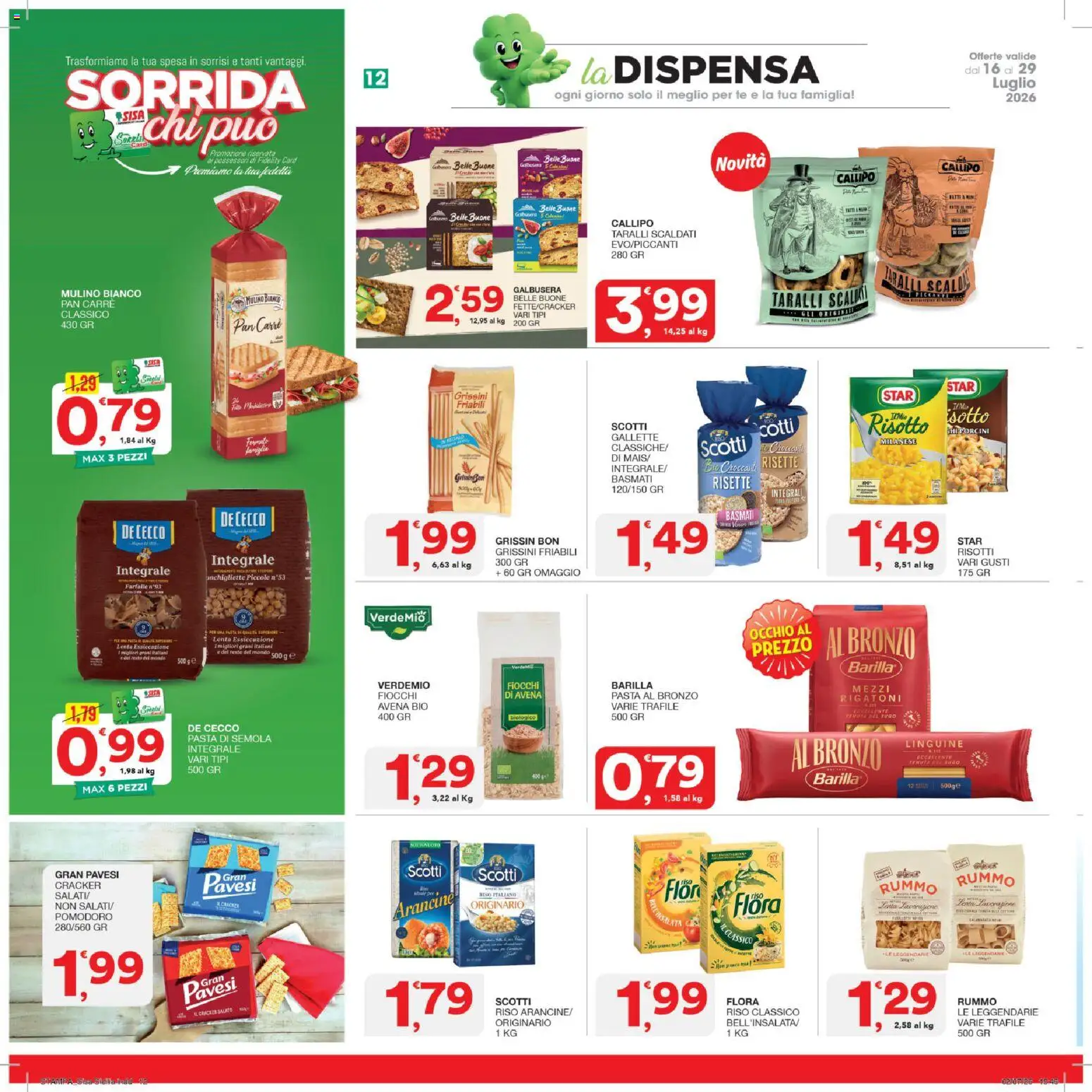 Volantino SISA del 16/07/2026 | Pagina: 12 | Prodotti: Riso, Fiocchi, Gallette, Grissini