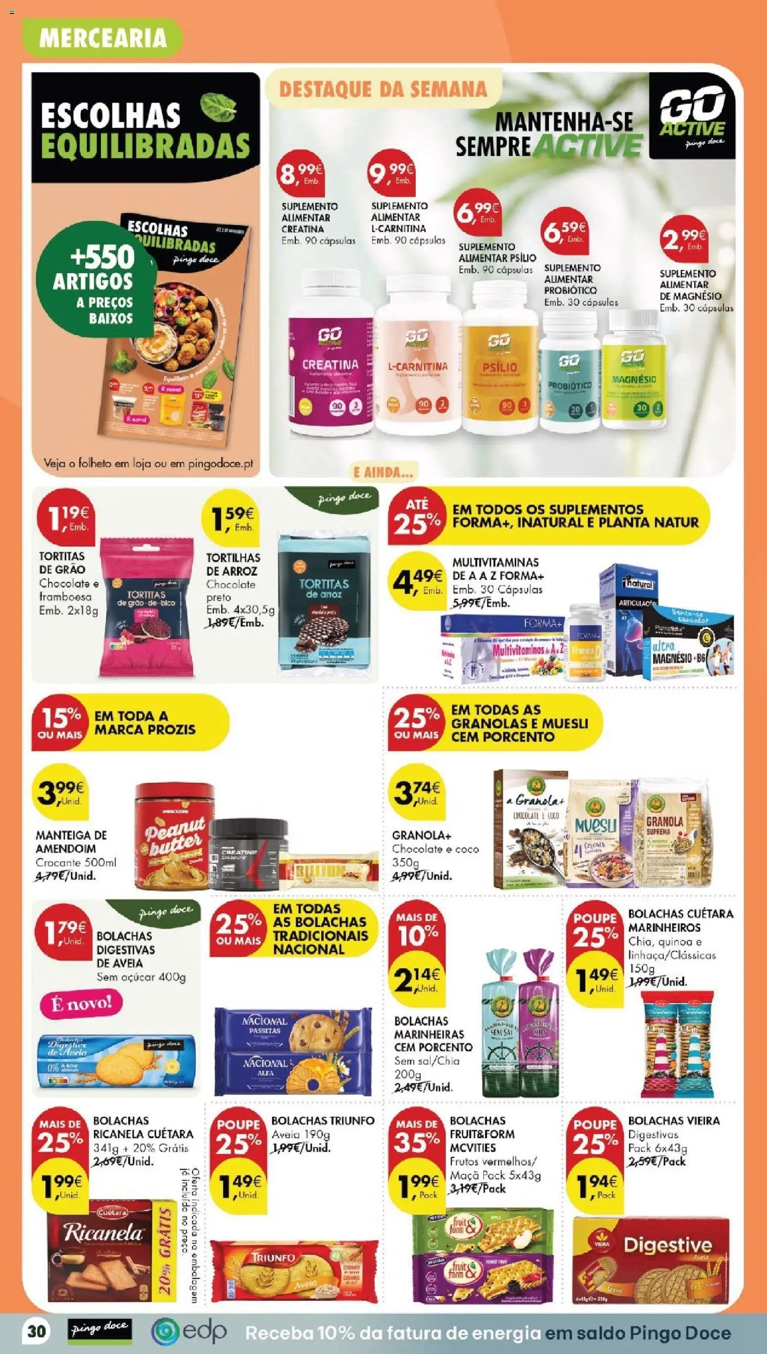 Pingo Doce folheto │ válido de 20/10/2026 | Página: 30 | Produtos: Granola, Bolachas, Quinoa, Chocolate