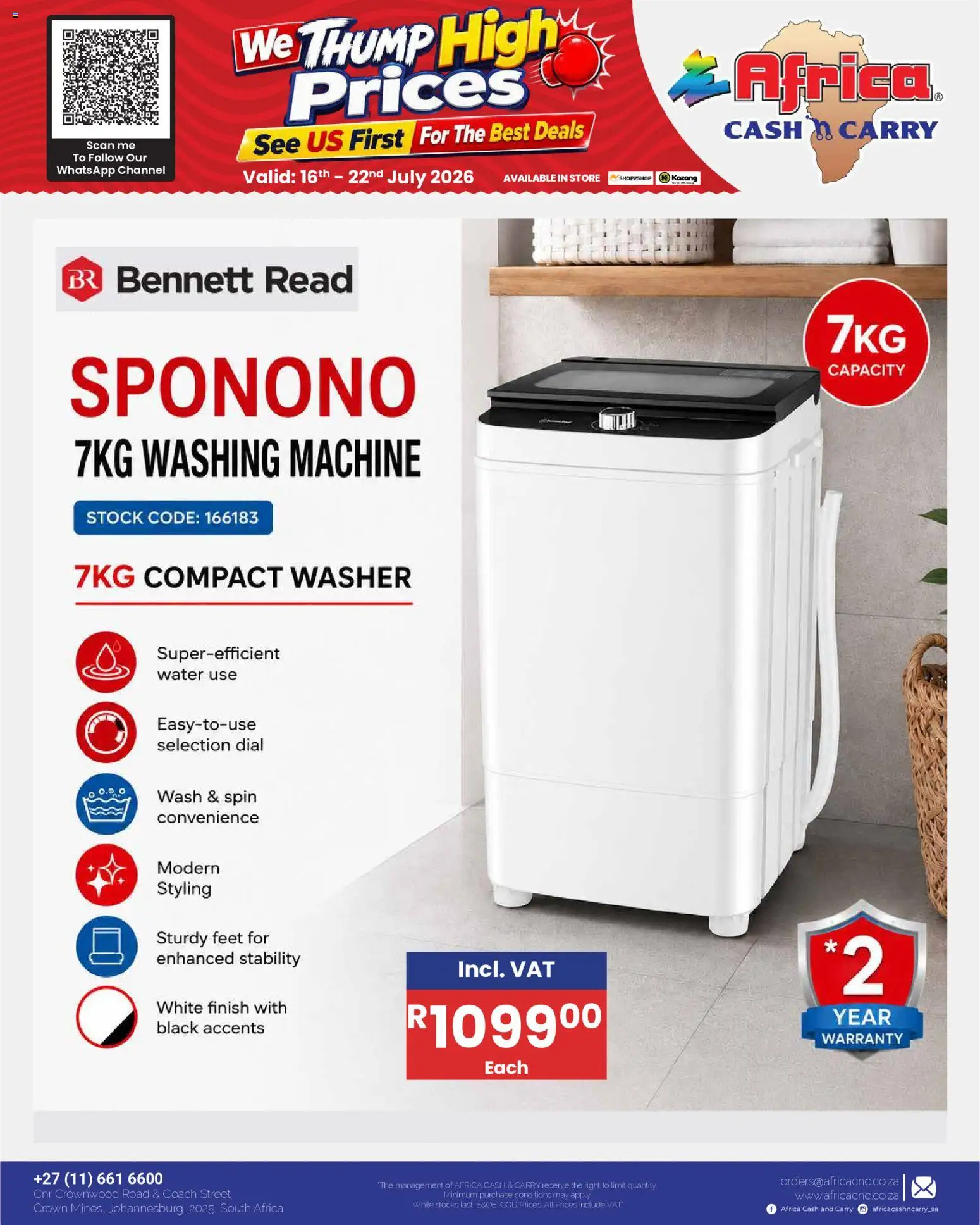 New Africa Cash & Carry catalogue – valid from 16/07/2026 | Page: 52 | Products: Washing machine, Stock, Water
