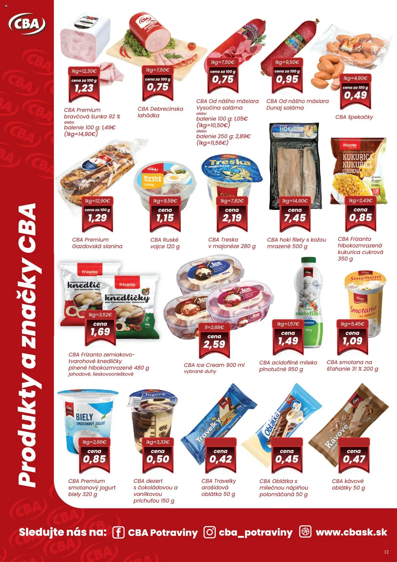 Nové CBA Verex akcie – leták je platný od 04.06.2026 | Strana: 12 | Produkty: Jogurt, Saláma, Šunka, Smotana