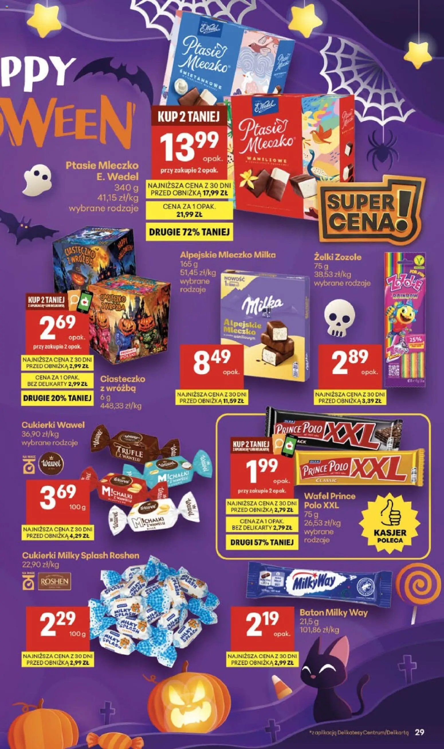 Delikatesy Centrum gazetka od 22.10.2026 | Strona: 29 | Produkty: Cukierki Milky Splash, Prince polo xxl, Delikatesy, Ptasie mleczko
