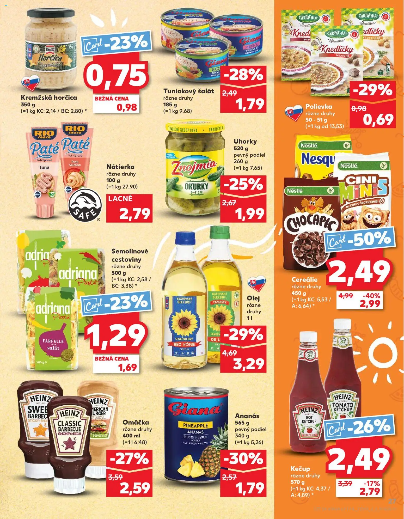 Nové Kaufland akcie – leták je platný od 11.06.2026 | Strana: 27 | Produkty: Olej, Chocapic, Omáčka, Uhorky