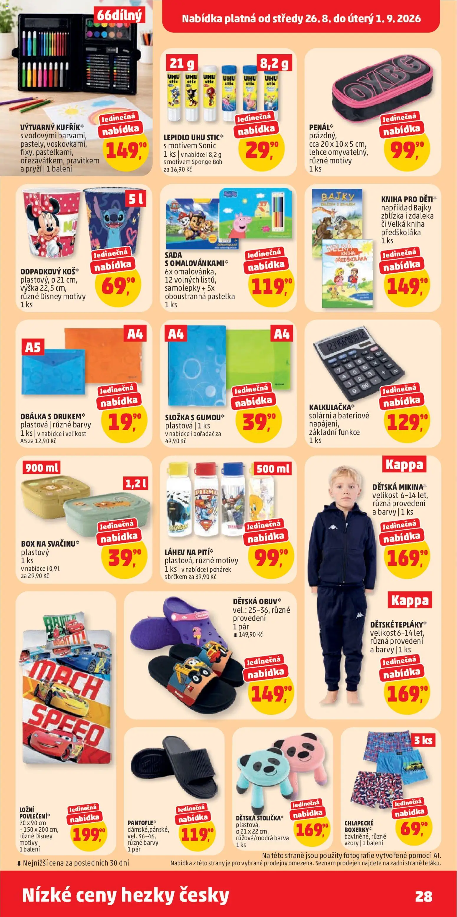 Penny Market leták od 26.08.2026 | Strana: 28 | Produkty: Výtvarný kufřík, Pantofle, Stolička, Láhev
