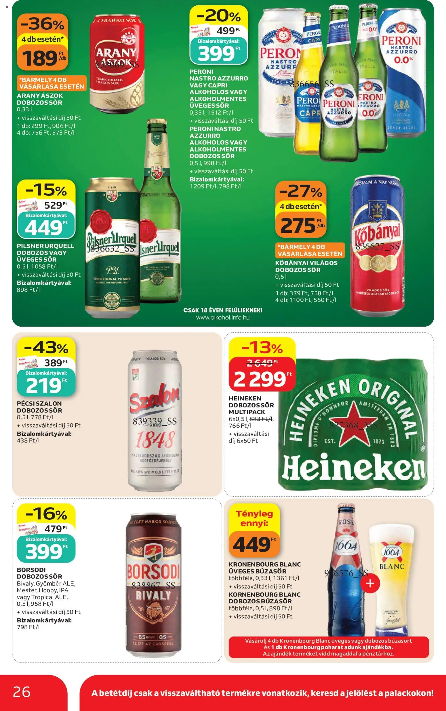 Auchan akciós ujság - amely érvényes a következő dátumtól: 2026.09.10. | Oldal: 26 | Termékek: Üveges sör, Gyömbér, Sör, Rosé