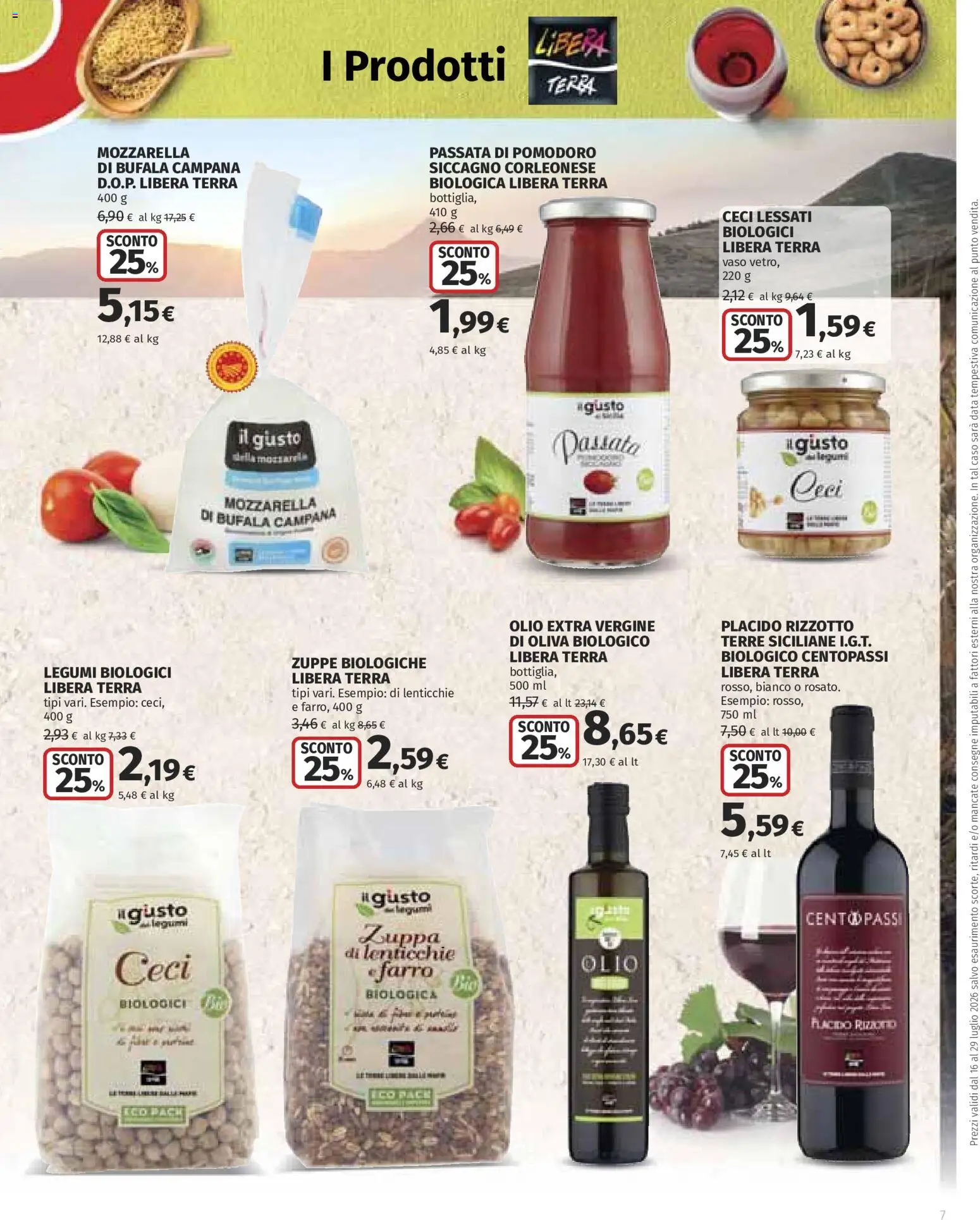 Volantino Ipercoop del 16/07/2026 | Pagina: 7 | Prodotti: Legumi, Ceci, Pomodoro, Olio extra vergine