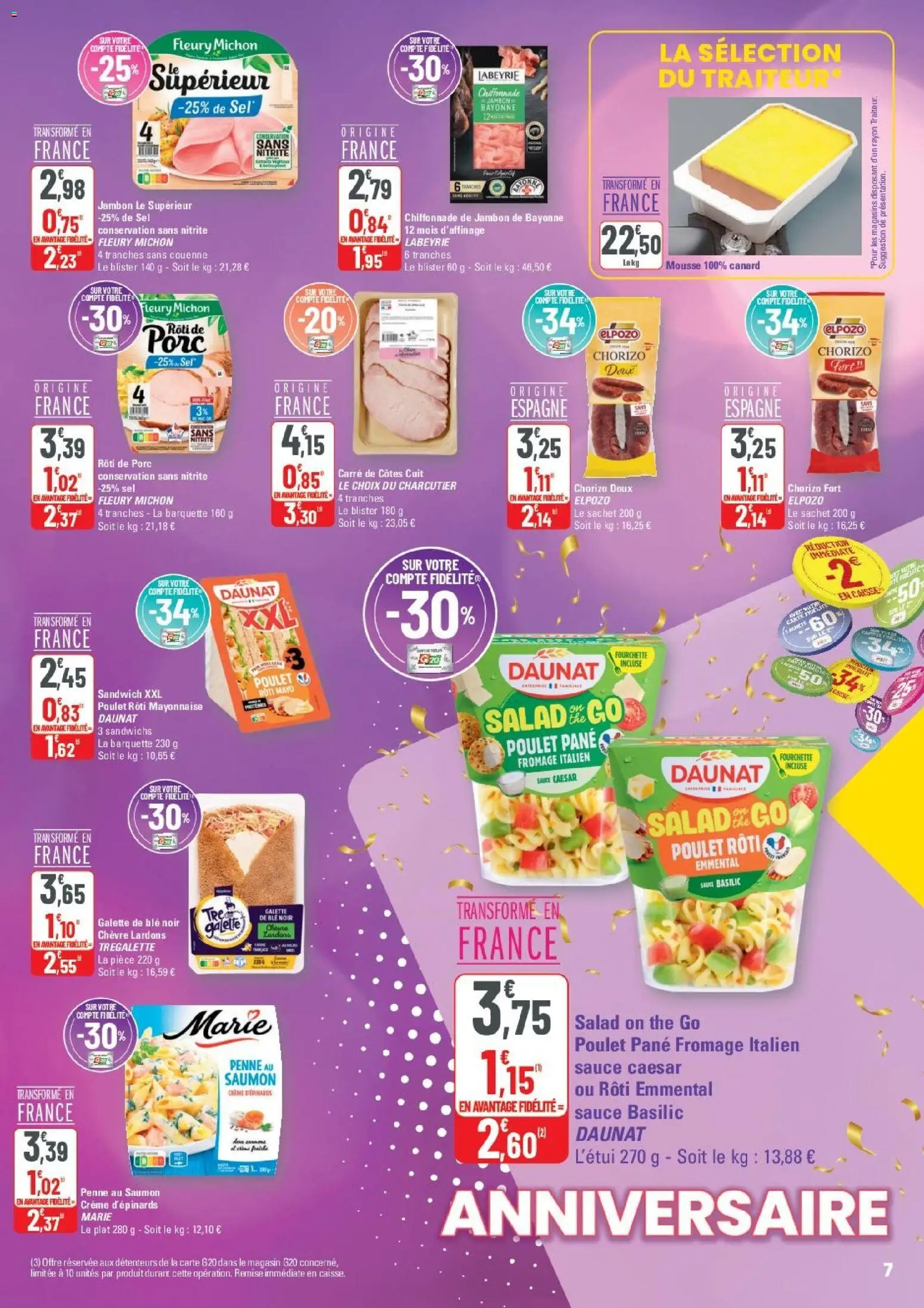 {H1} | Page: 7 | Produits: Lardons, Mousse, Emmental, Thé