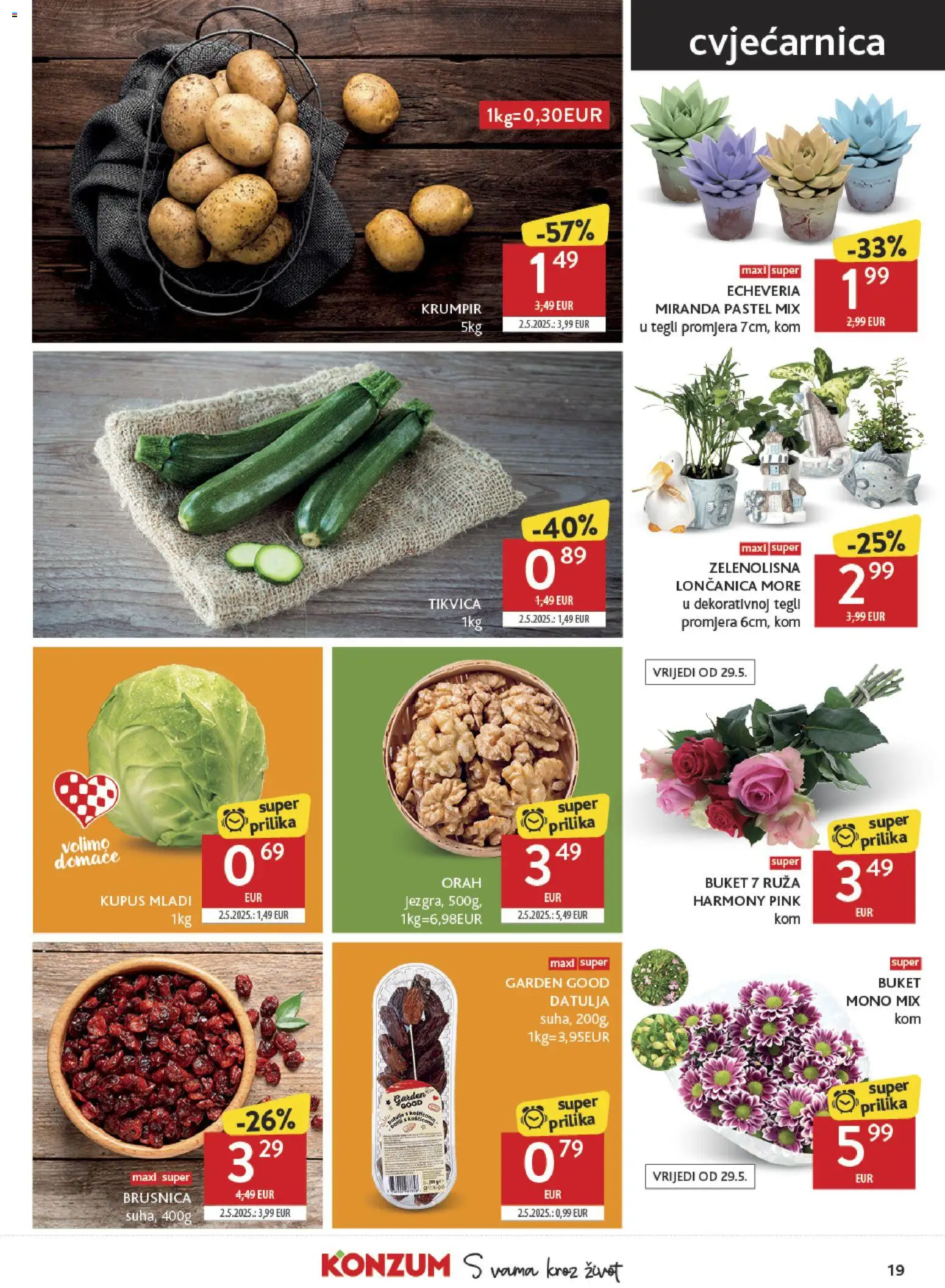 Konzum katalog | vrijedi od 27.05.2026 | Stranica: 19 | Proizvodi: Krumpir, Datulja, Brusnica, Orah