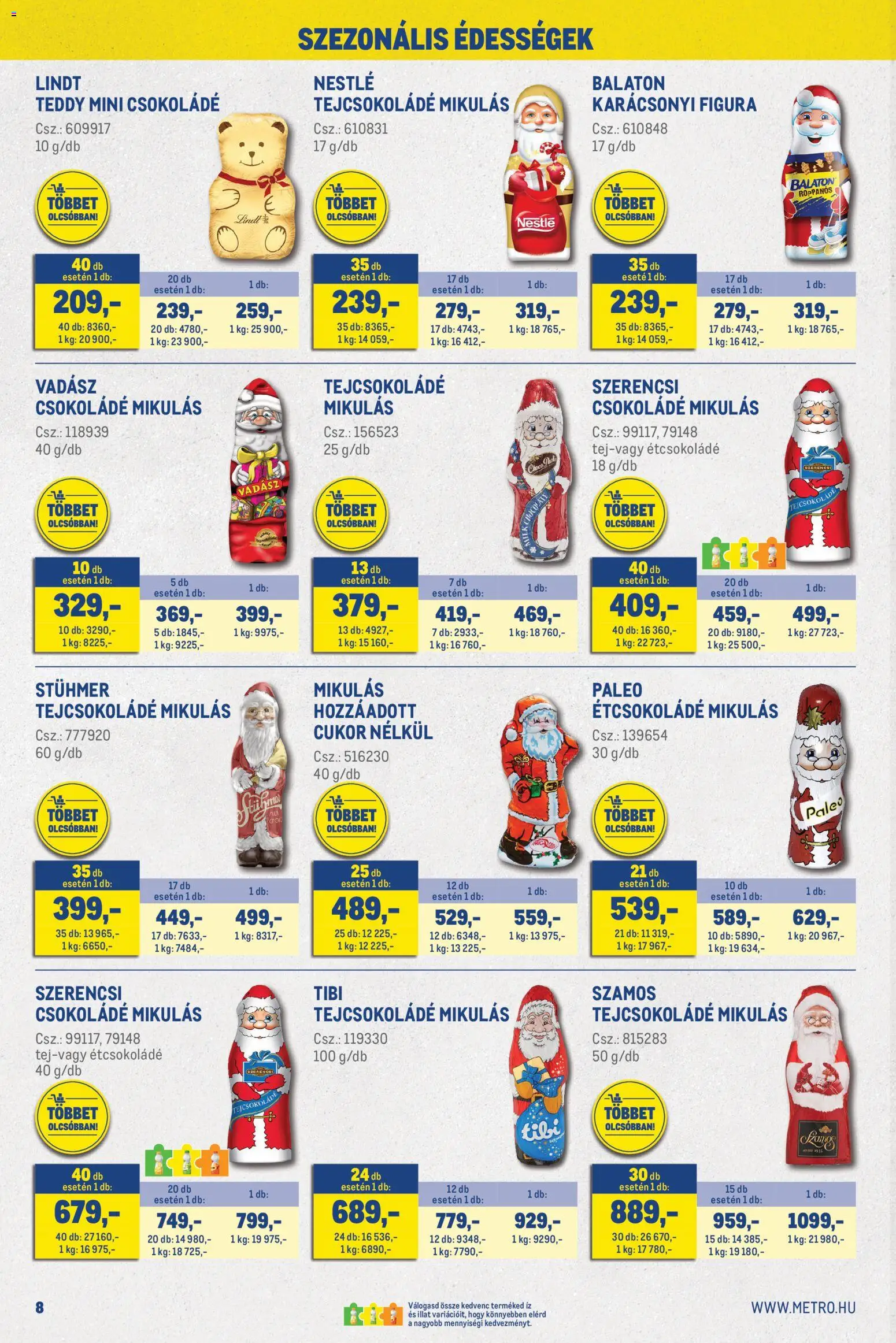 Metro akciós ujság - amely érvényes a következő dátumtól: 2026.11.02. | Oldal: 8 | Termékek: Stühmer, Lindt, Tejcsokoládé, Cukor