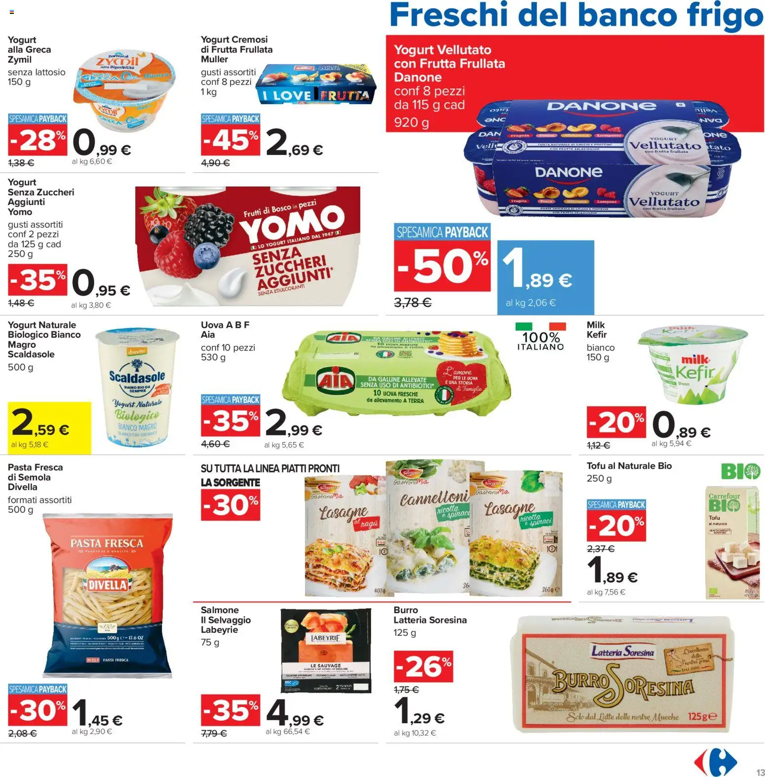 Volantino Carrefour del 23/10/2026 | Pagina: 13 | Prodotti: Frutta, Latte, Spinaci, Lampone