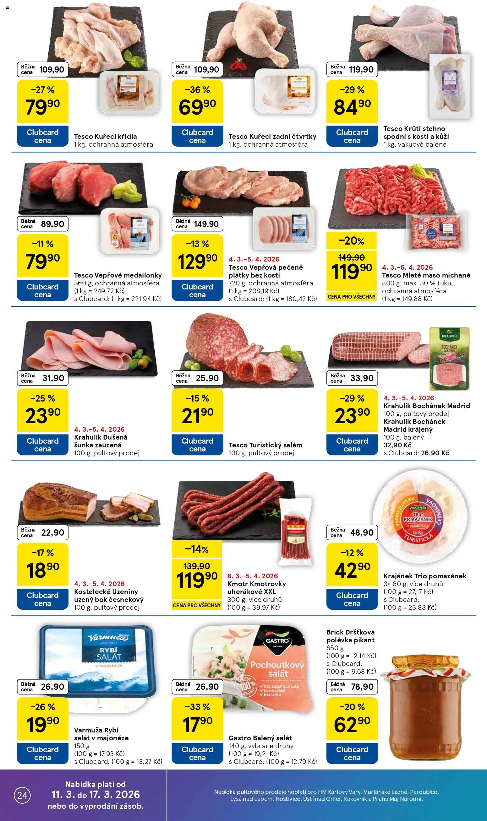 Tesco leták - Hypermarket od 11.03.2026 | Strana: 24 | Produkty: Salám, Salát, Kuřecí Křídla, Mleté maso