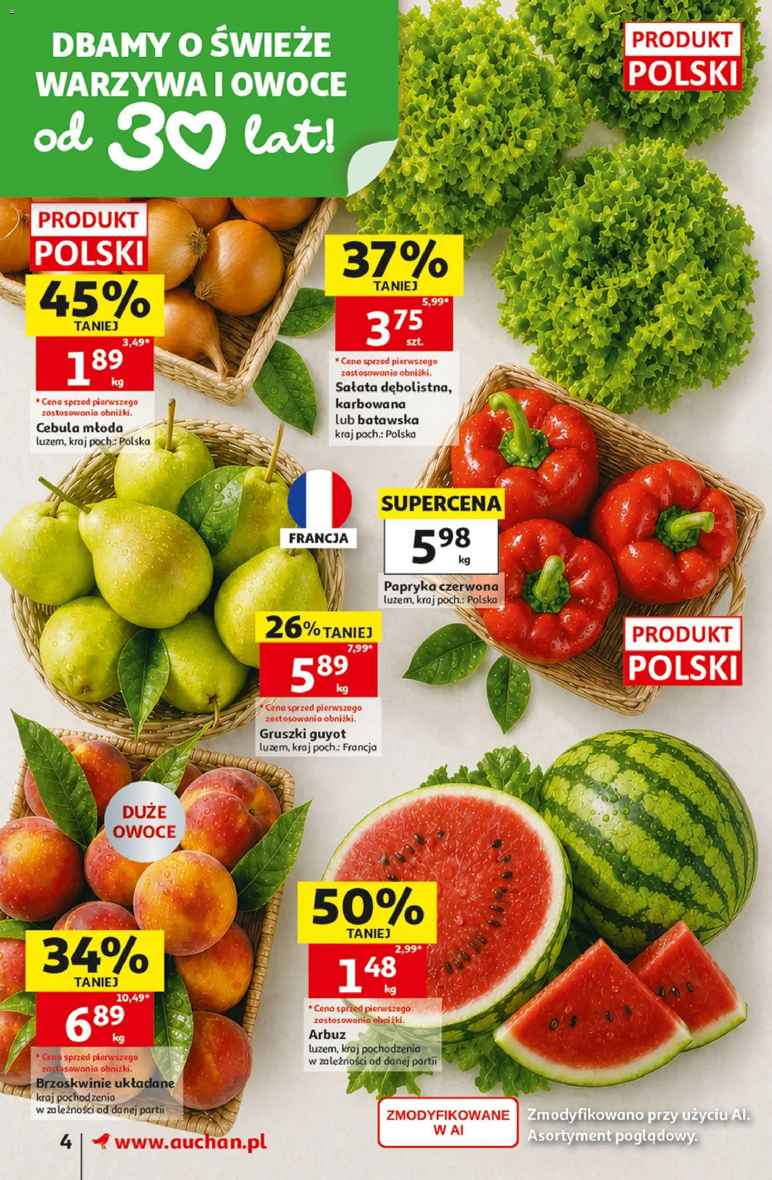 Auchan gazetka od 06.08.2026 | Strona: 4 | Produkty: Papryka, Papryka czerwona, Warzywa, Owoce
