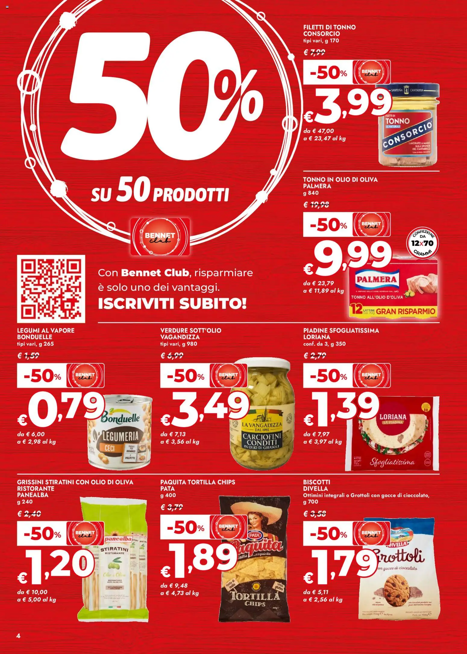 Volantino bennet del 07.04.2026 | Pagina: 4 | Prodotti: Biscotti, Ceci, Olio, Olio di Oliva