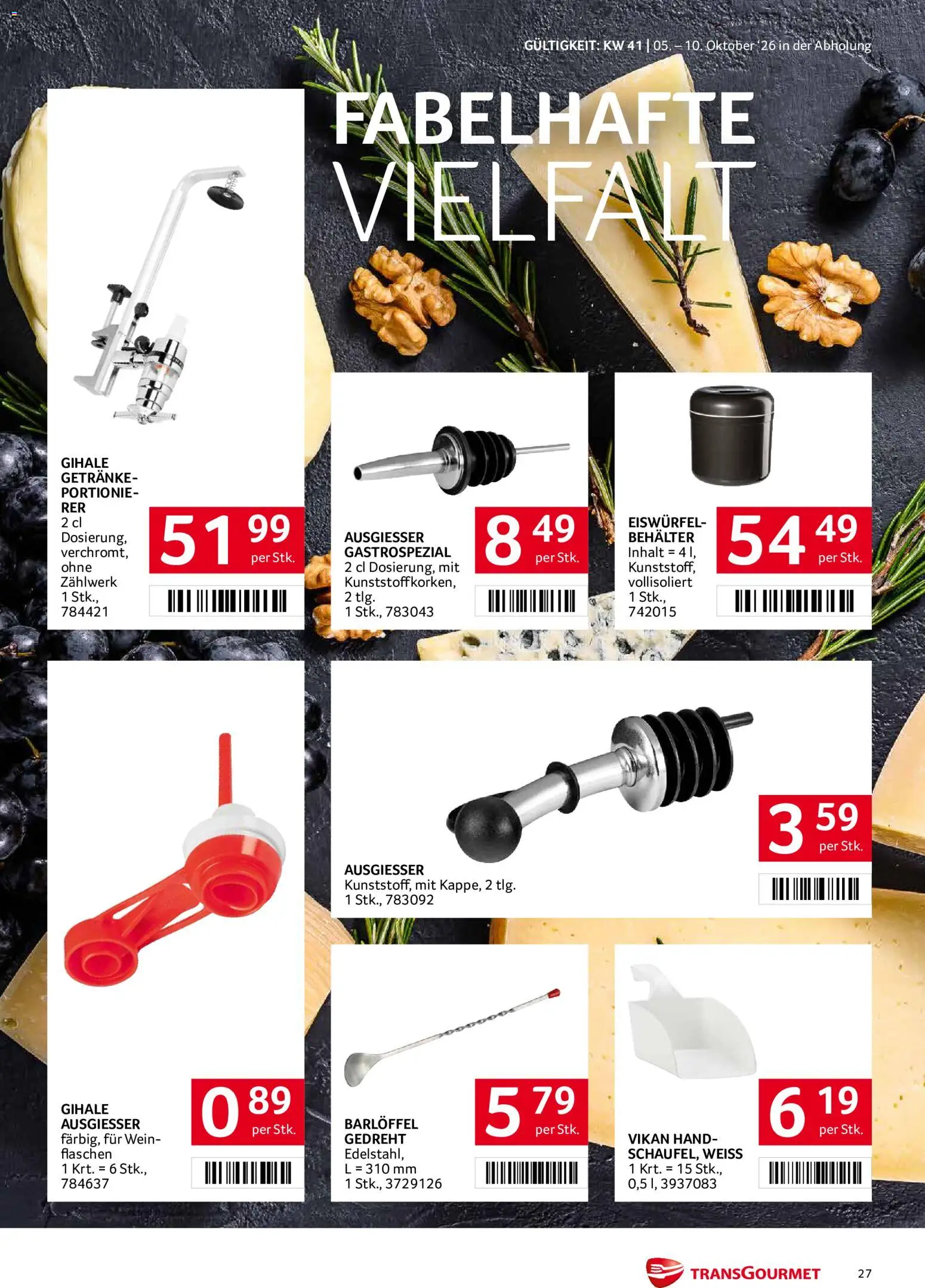 Transgourmet Flugblatt gültig ab 05.10.2026 | Seite: 27 | Produkte: Getränke, Wein