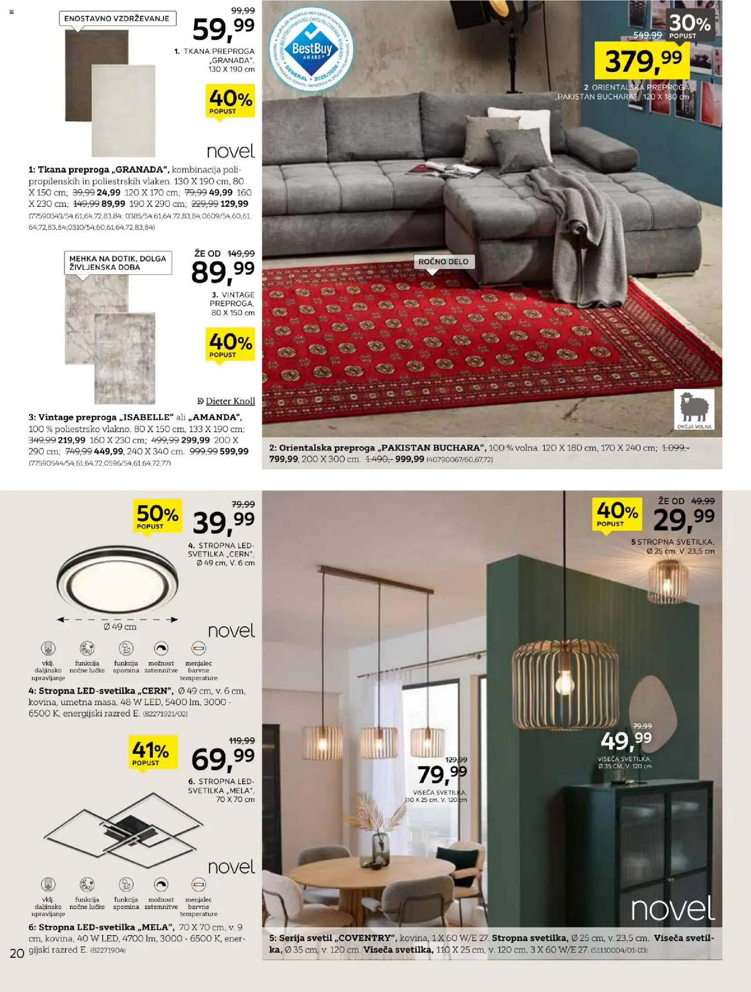 Novi XXXL Lesnina katalog ponudbe – veljaven od 18.05.2026 | Stran: 20 | Izdelki: Led svetilka, Preproga, Svetilka