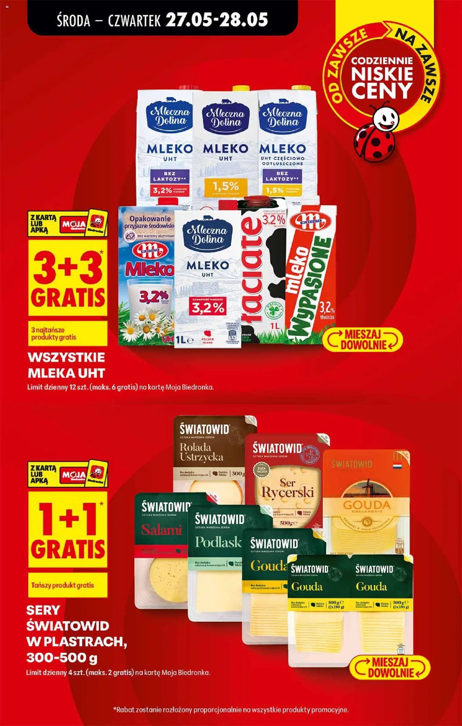 Biedronka gazetka od środy od 27.05.2026 | Strona: 3 | Produkty: Rolada, Mleko, Ser, Salami