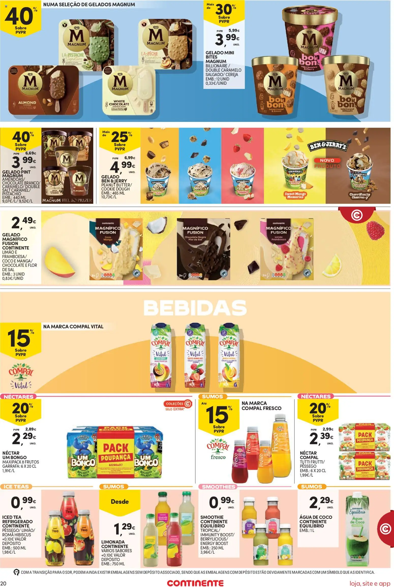 Continente Semanal Continente Bom Dia │ válido de 21/07/2026 | Página: 20 | Produtos: Agua, Sal, Cereja, Chocolate