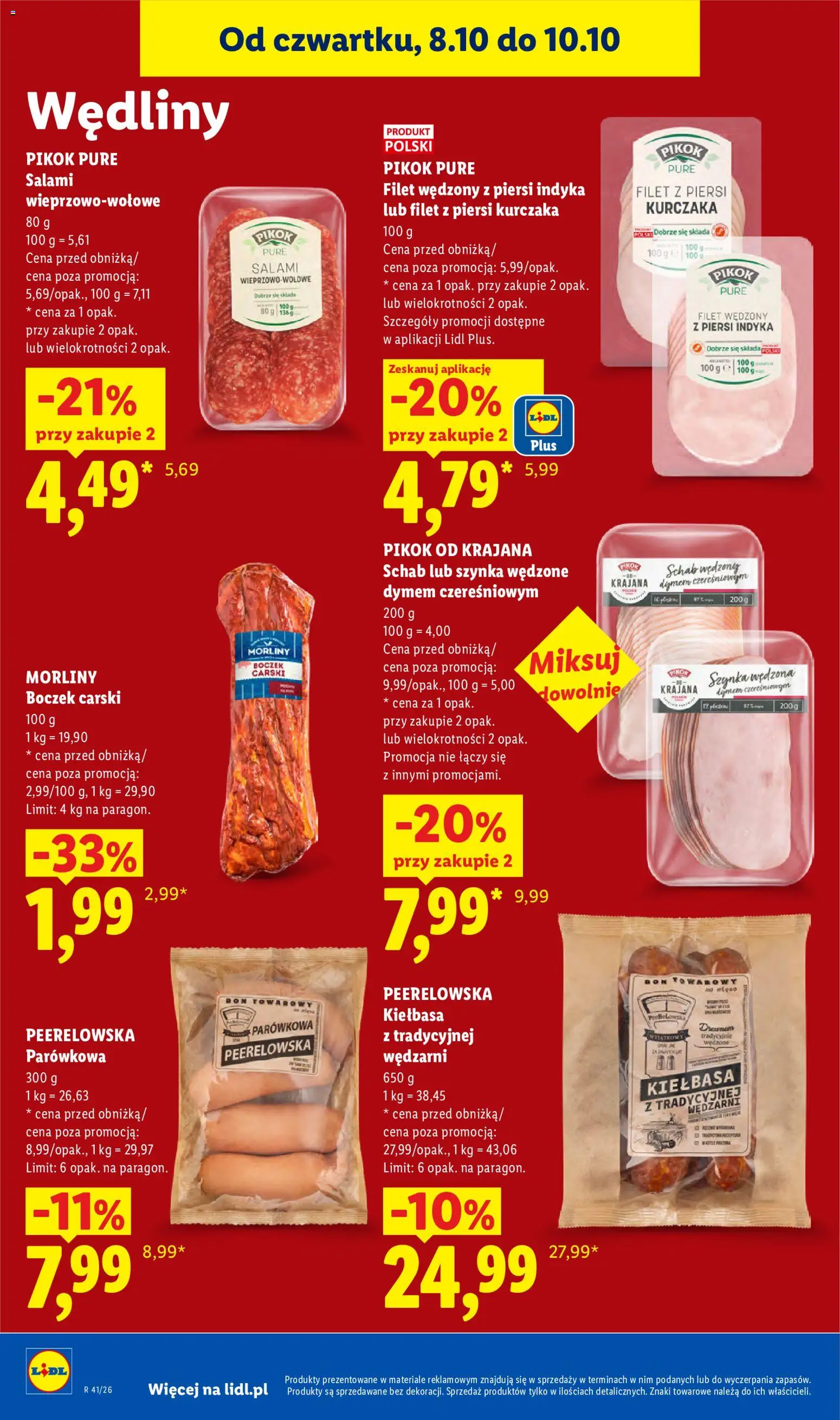 Lidl gazetka od 08.10.2026 | Strona: 56 | Produkty: Kiełbasa, Szynka, Boczek, Filet z piersi kurczaka