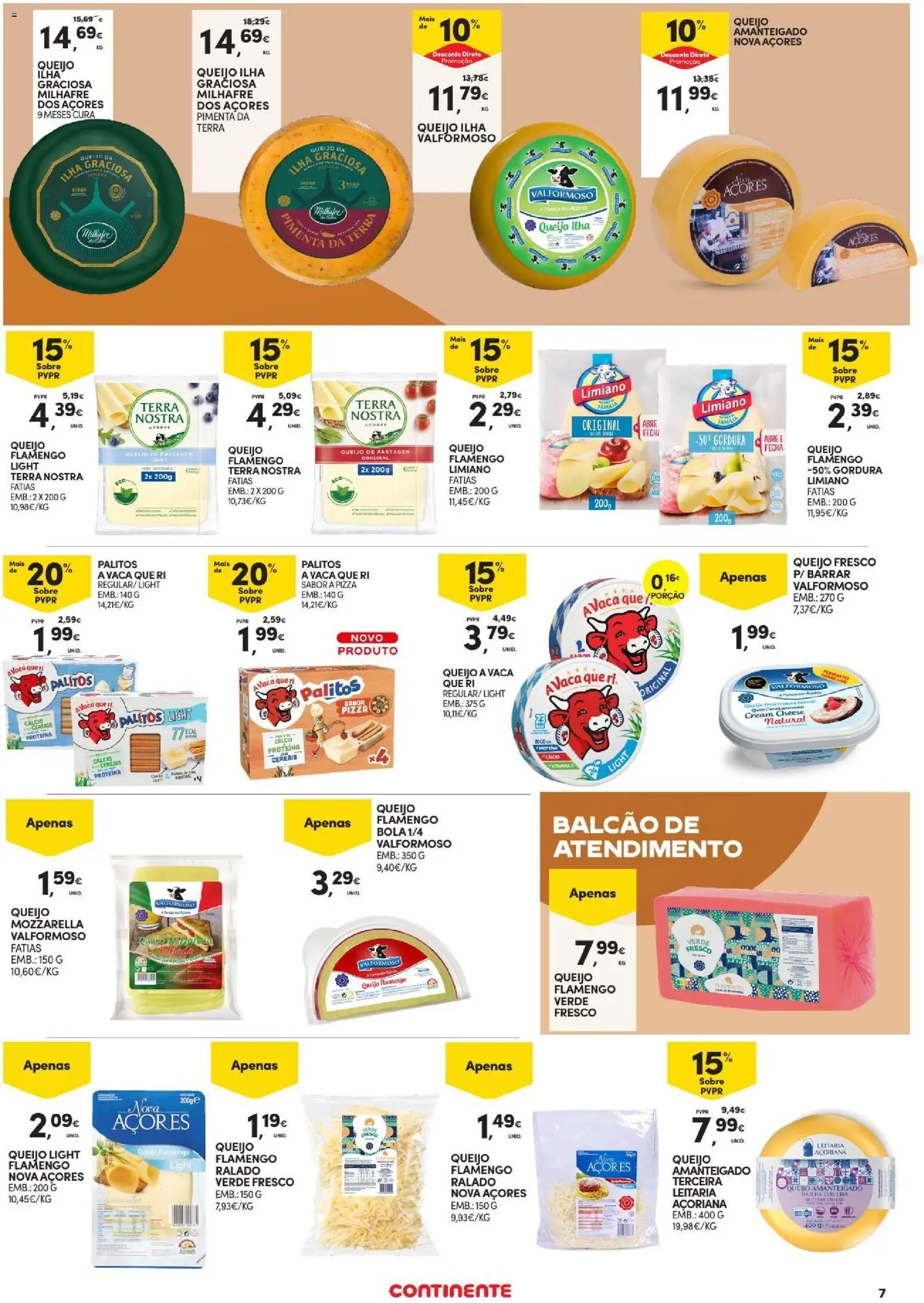 Continente Açores │ válido de 20/08/2026 | Página: 7 | Produtos: Cream cheese, Queijo, Pizza, Chá