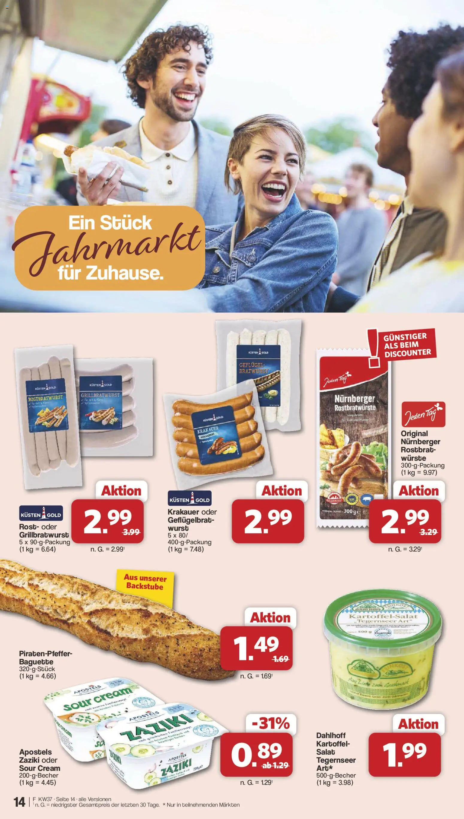 Famila Nordwest Prospekt – gültig ab 07.09.2026 | Seite: 14 | Produkte: Bratwurst, Baguette, Wurst, Salat