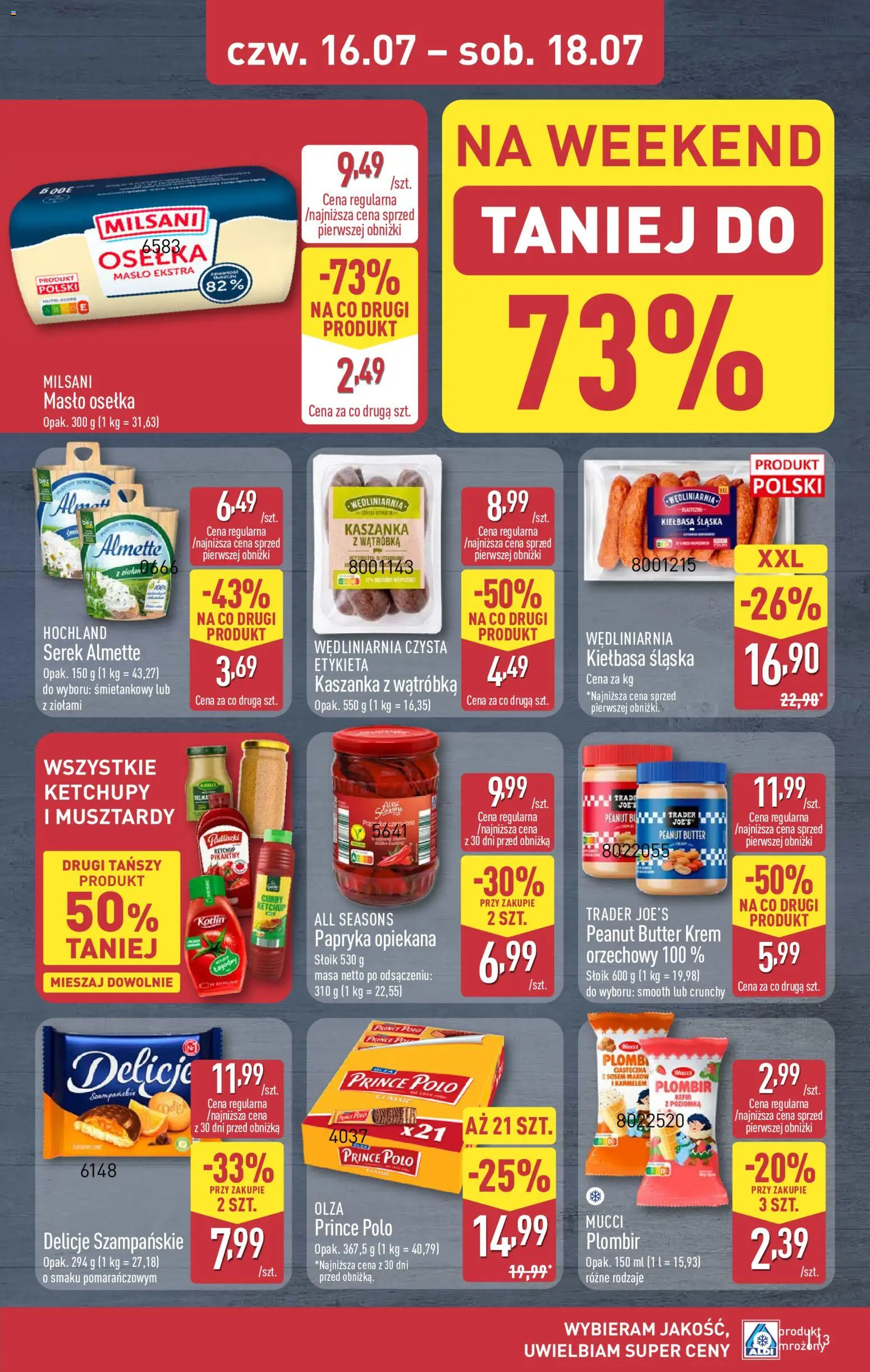 Aldi Polsko leták - Oferta weekendowa od 16.07.2026 | Strana: 13 | Produkty: Máslo, Krém, Plombir