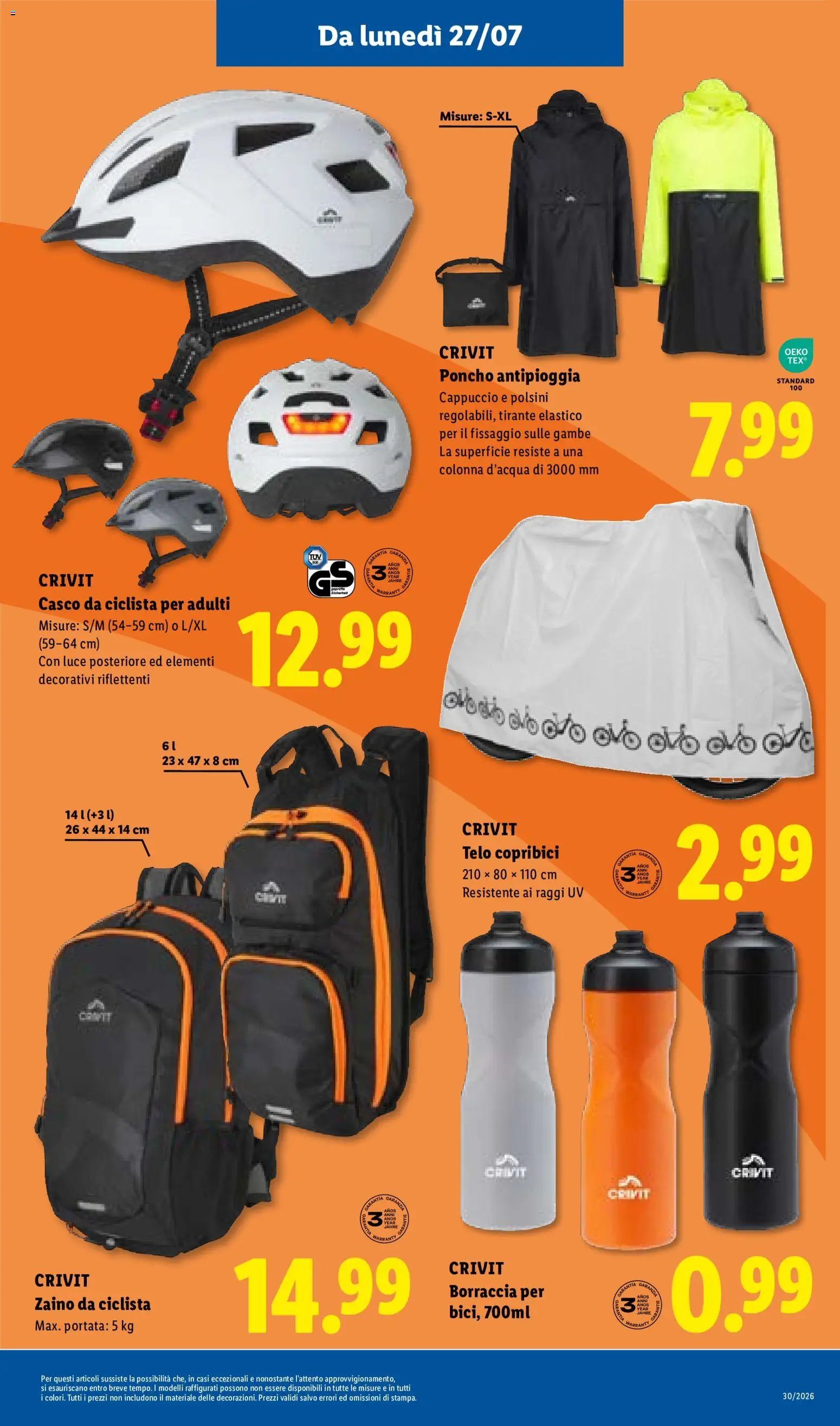 Volantino Lidl del 23/07/2026 | Pagina: 41 | Prodotti: Zaino, Cappuccio, Poncho, Borraccia