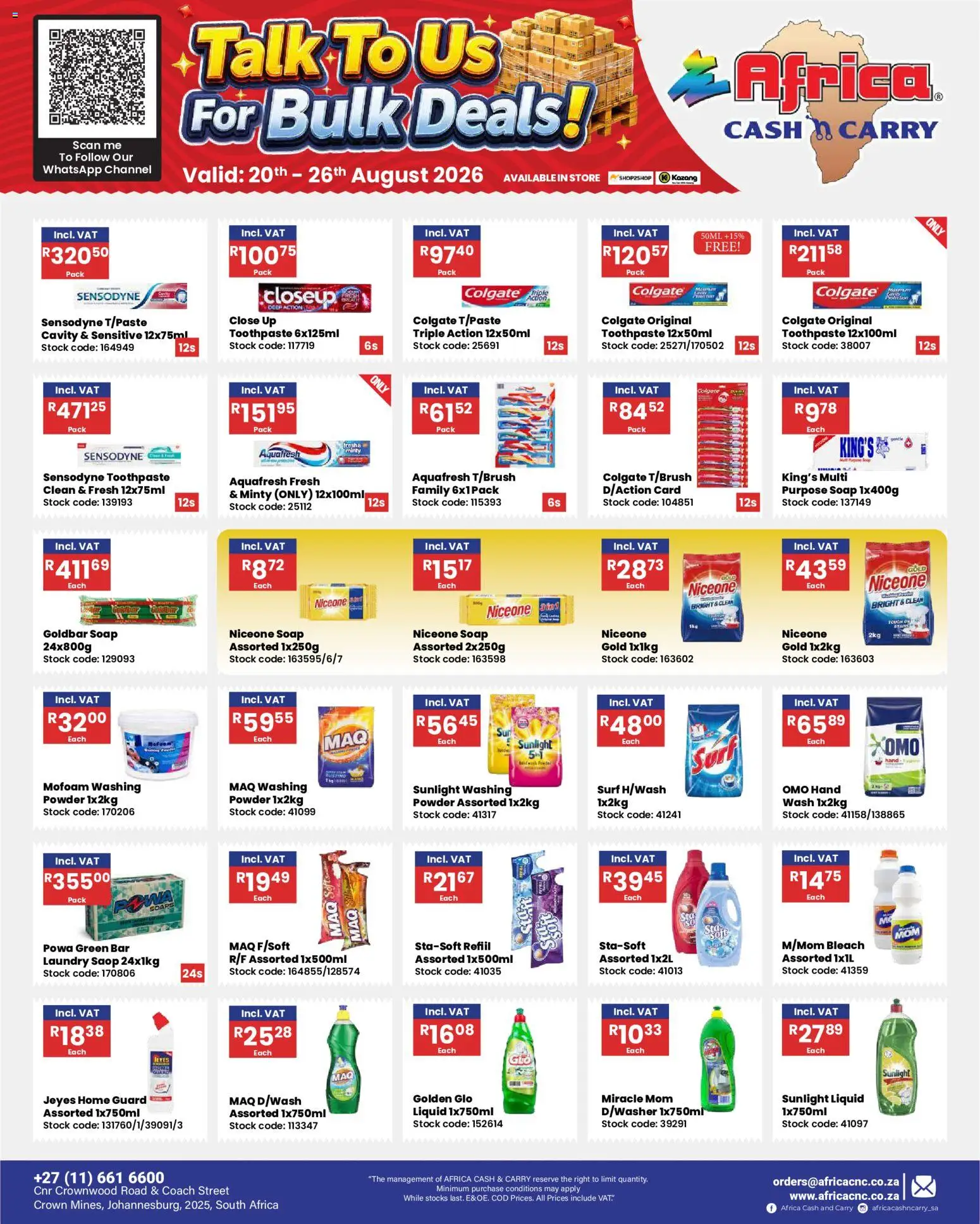 New Africa Cash & Carry catalogue – valid from 20/08/2026 | Page: 18 | Products: Powder, Stock, Soap, Toothpaste