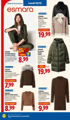 LIDL - Prévisualisation de ESMARA Gilet en maille femme, Du M au XL selon modèle. Ex. 84 % polyester, 6 % acrylique, 6 % polyamide et 4 % laine. L'unité au choix. valide à partir de 15/10/2026 | Page: 58