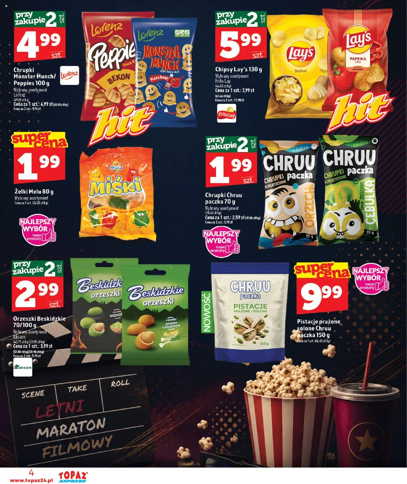Topaz gazetka - Express od 13.08.2026 | Strona: 4 | Produkty: Chipsy, Pistacje, Chrupki, Orzeszki