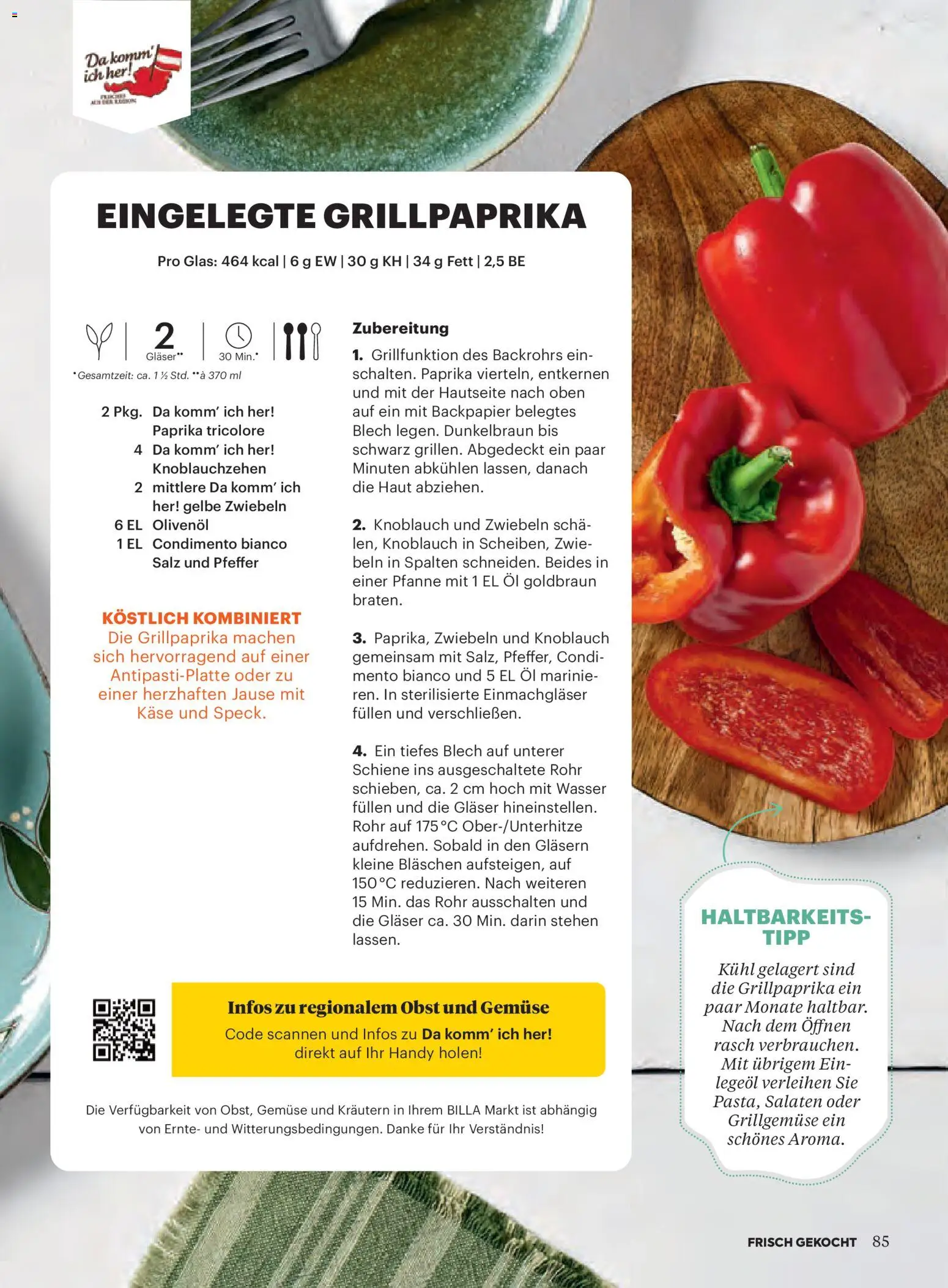 Billa AT akciós ujság - amely érvényes a következő dátumtól: 2026.10.01. | Oldal: 85 | Termékek: Paprika