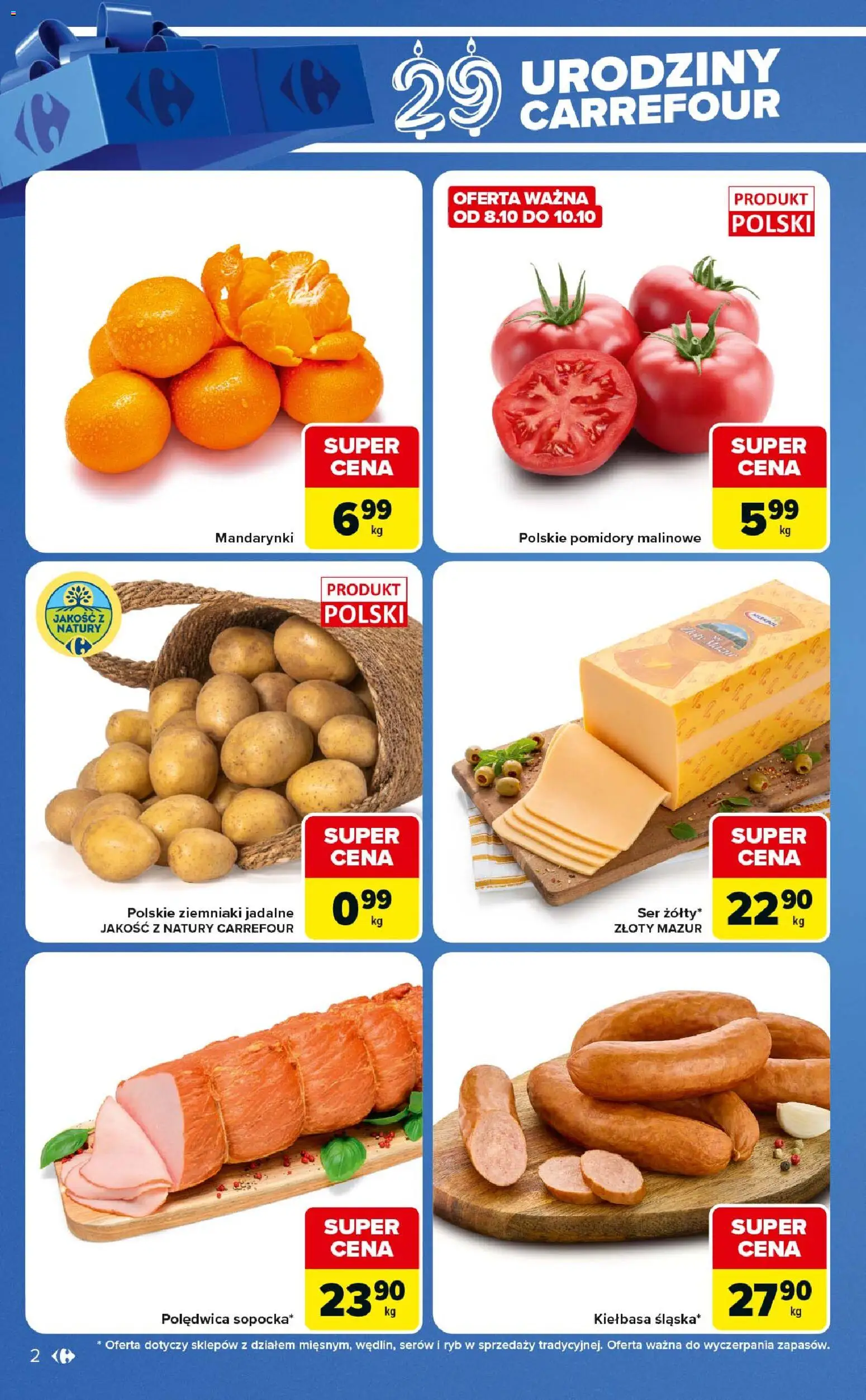 Carrefour gazetka - Express od 06.10.2026 | Strona: 2 | Produkty: Kiełbasa, Ser, Pomidory, Ziemniaki