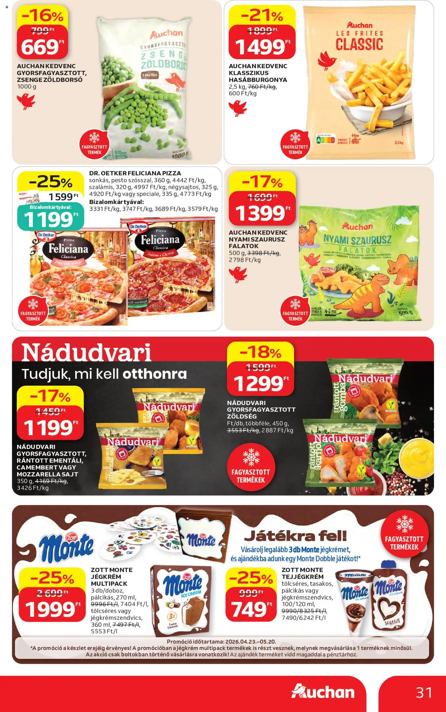 Auchan akciós ujság - amely érvényes a következő dátumtól: 07.05.2026 | Oldal: 31 | Termékek: Pesto, Gomba, Sajt, Hasábburgonya