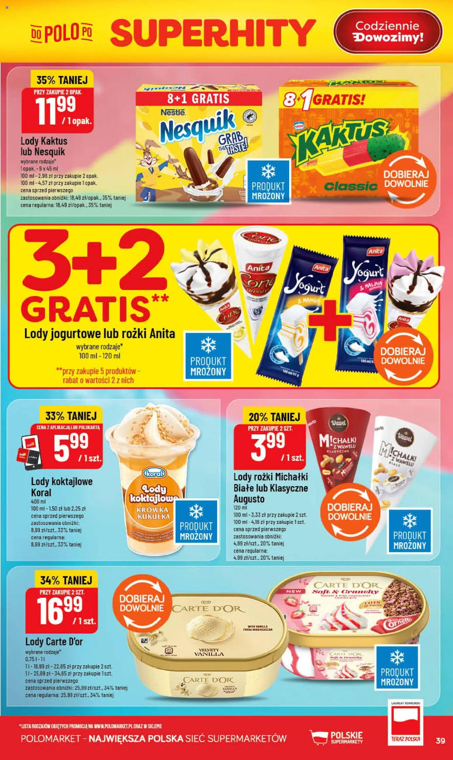 POLOmarket gazetka od 03.06.2026 | Strona: 39 | Produkty: Krowka, Lody rożki, Lody Kaktus, Lody