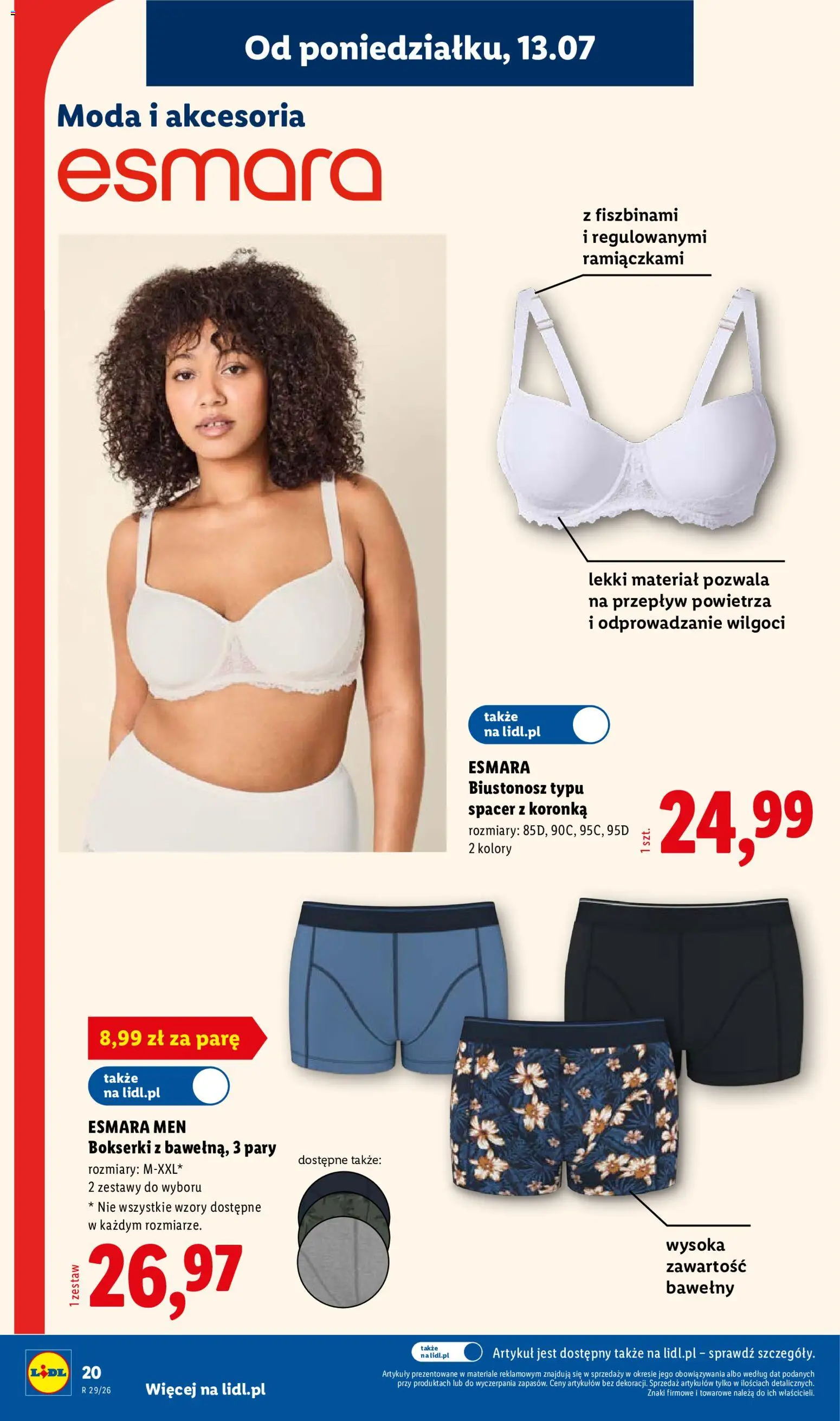 Lidl Katalog od 13.07.2026 | Strona: 20 | Produkty: Biustonosz, Bokserki