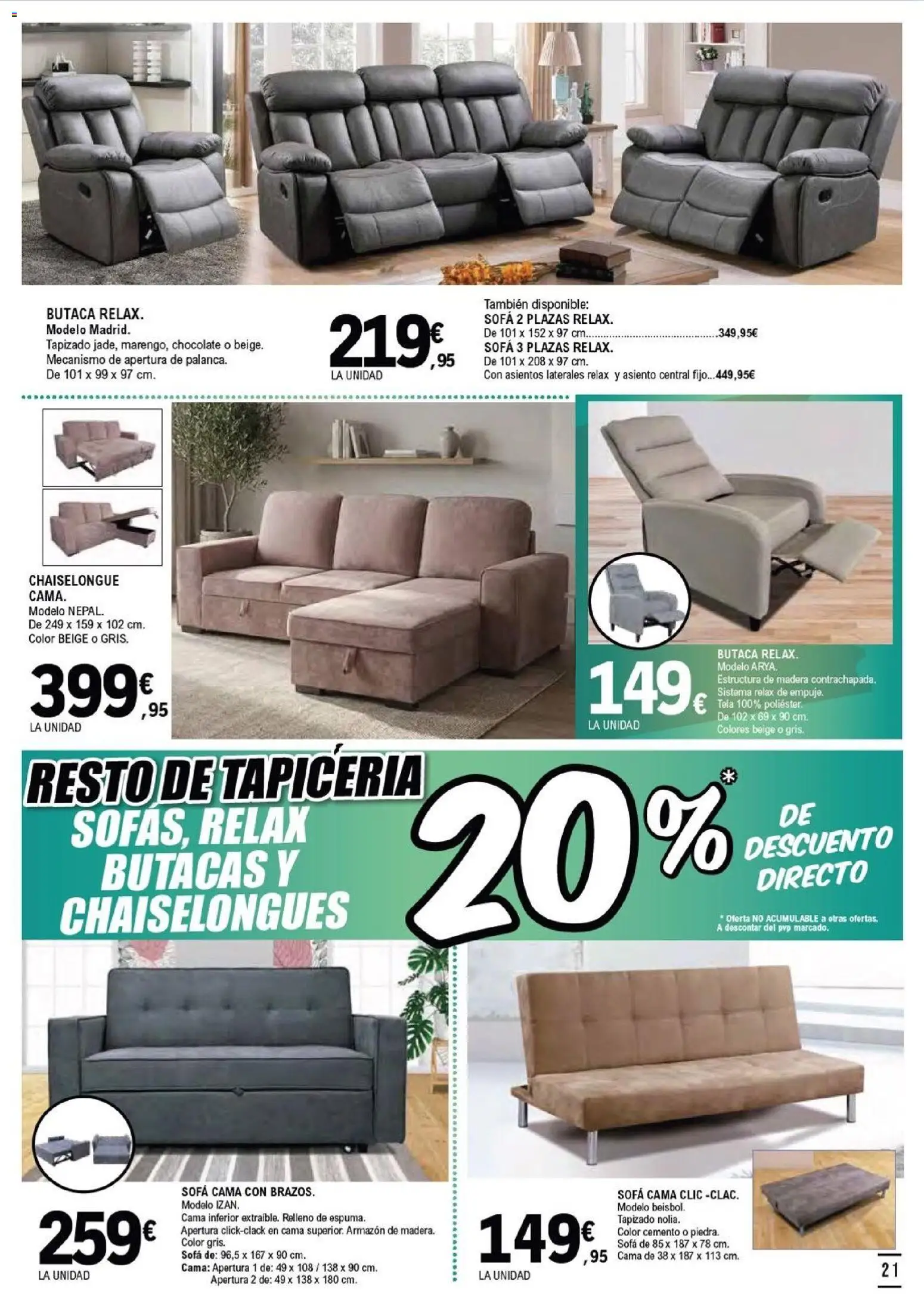 E.Leclerc folleto Salamanca │ válido desde el 05/08/2026 | Página: 21 | Productos: Chocolate, Sofá cama, Cama, Sofá