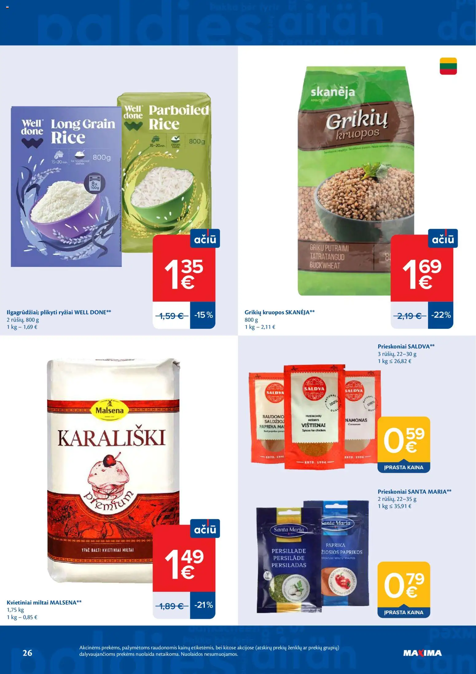 MAXIMA akcijos nuo 21.04.2026 | Puslapis: 26 | Prekių: Paprika, Miltai, Prieskoniai, Ryžiai