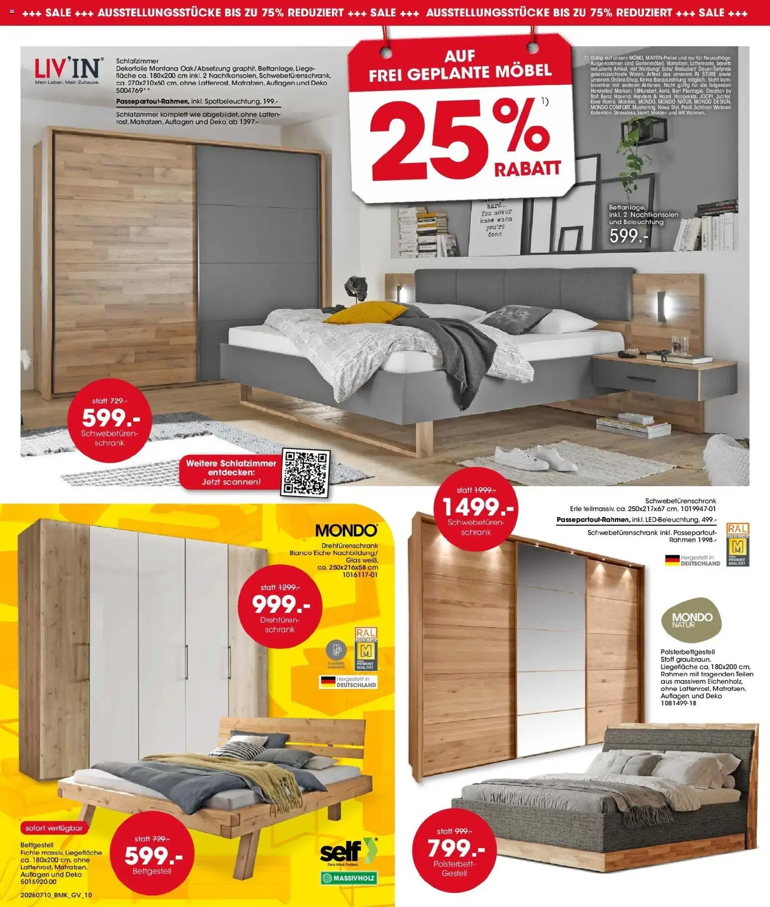 Möbel Martin Sale – gültig ab 10.07.2026 | Seite: 10 | Produkte: Schwebetürenschrank, Drehtürenschrank, Polsterbett, Schrank