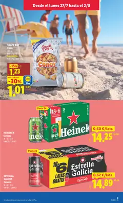 Vista previa HEINEKEN Cerveza, 18 + 6 x 33 cl, 1,98€/l / 1,80 €/l válido desde el 27/07/2026 | Página: 9