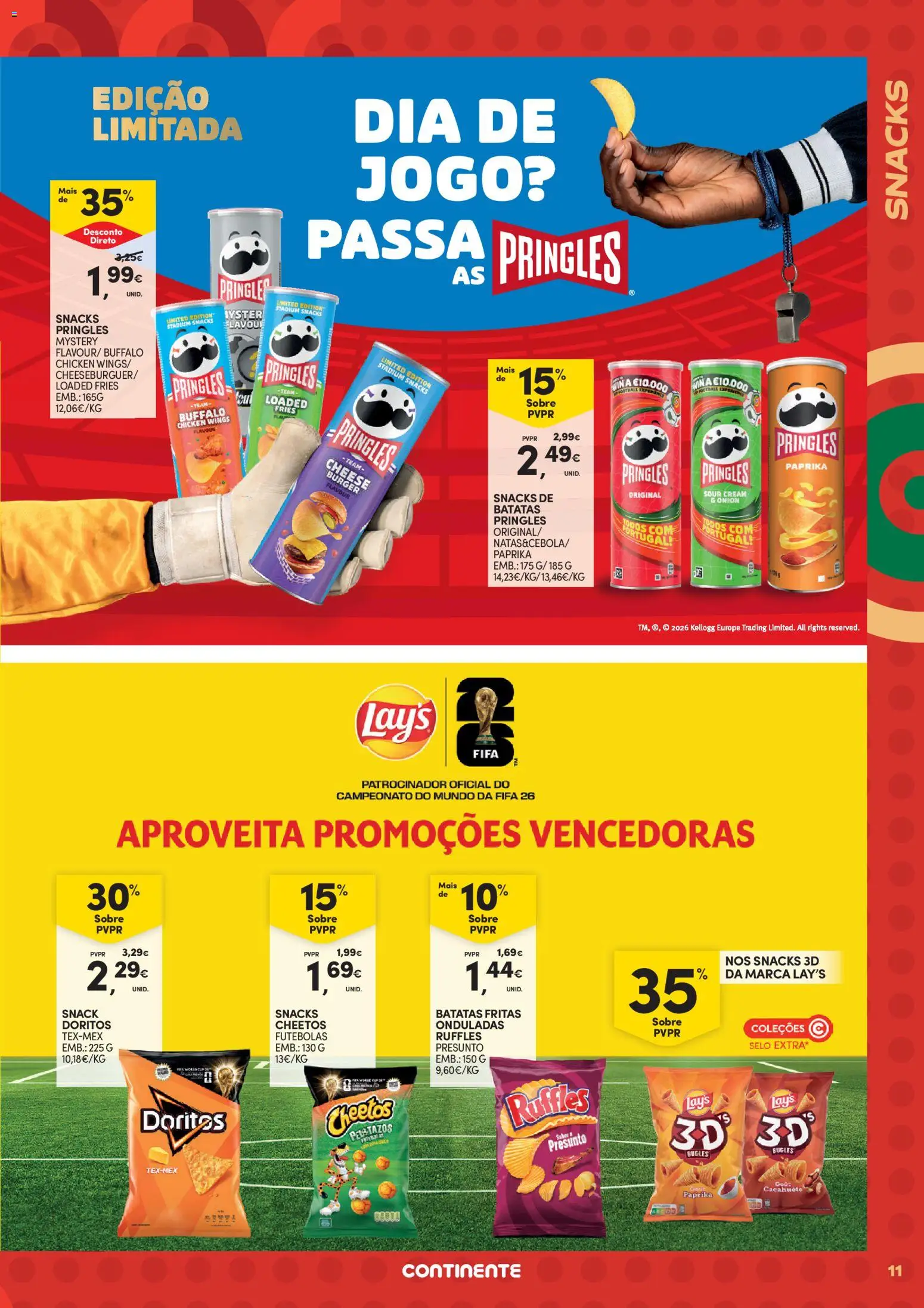 Continente - Futebol Alimenta a fome de vencer │ válido de 09.06.2026 | Página: 11 | Produtos: Presunto, Batatas fritas