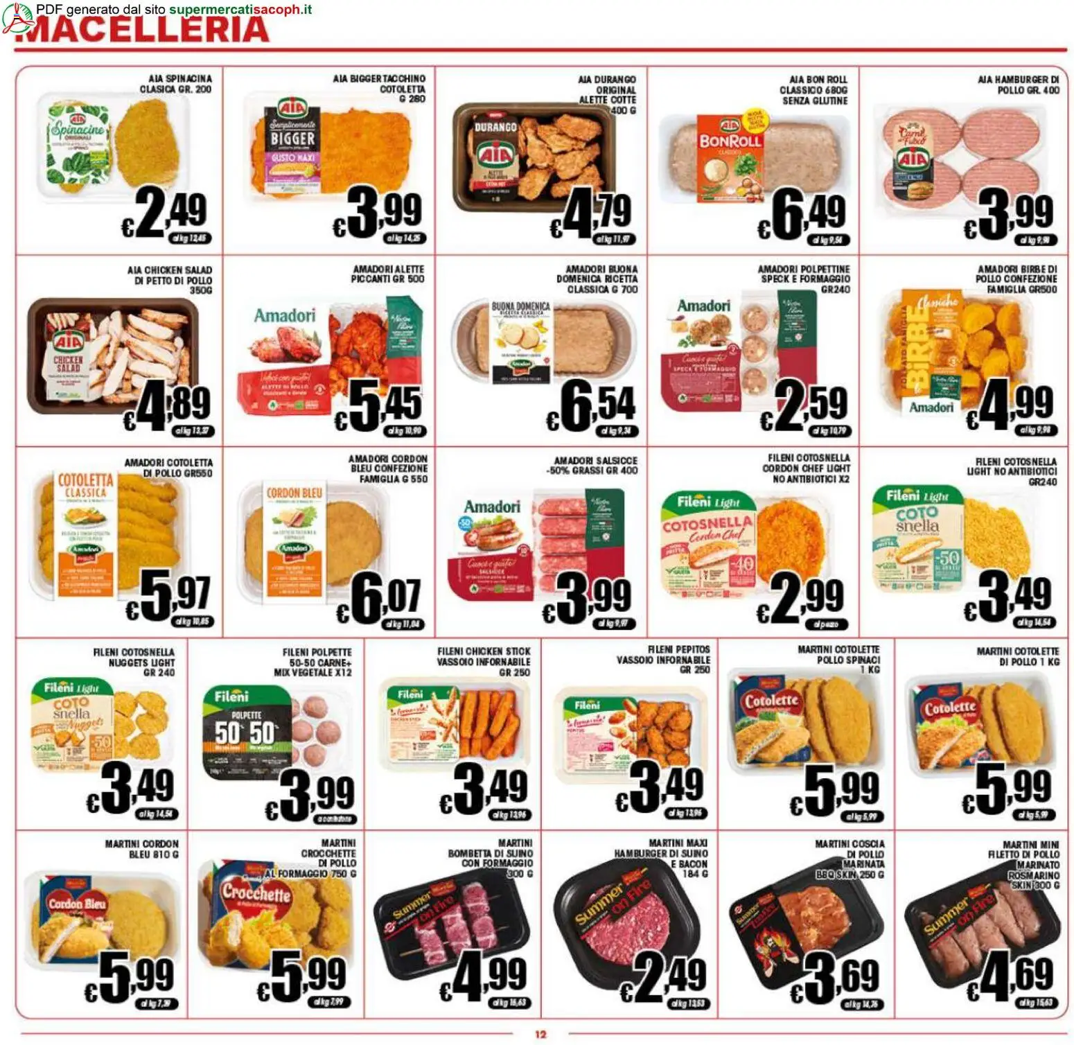 Volantino Sacoph del 29.04.2026 | Pagina: 12 | Prodotti: Speck, Nuggets, Spinaci, Vassoio