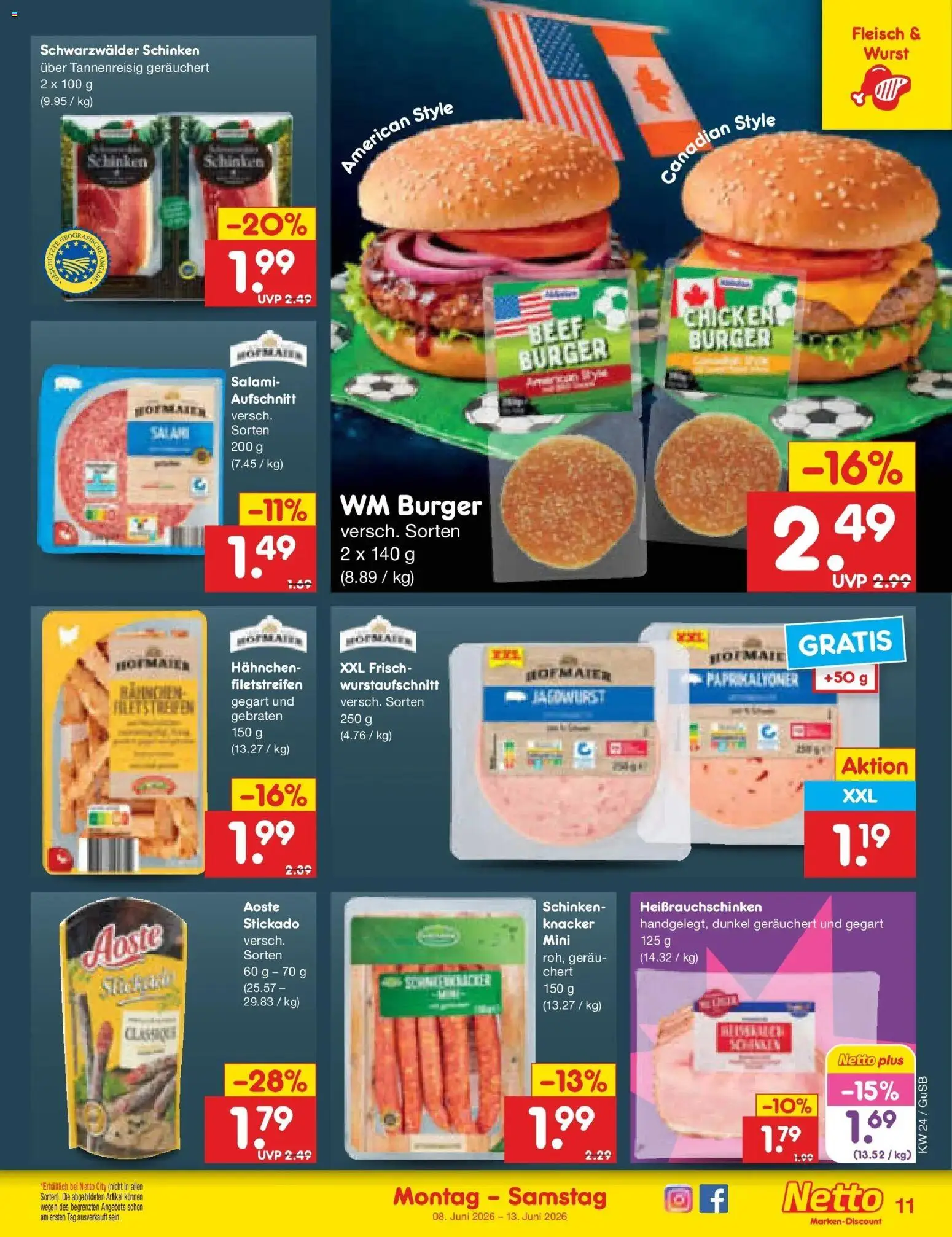 Netto Marken-Discount Prospekt Machern – gültig ab 08.06.2026 | Seite: 17 | Produkte: Burger, Wurst, Schinken, Fleisch