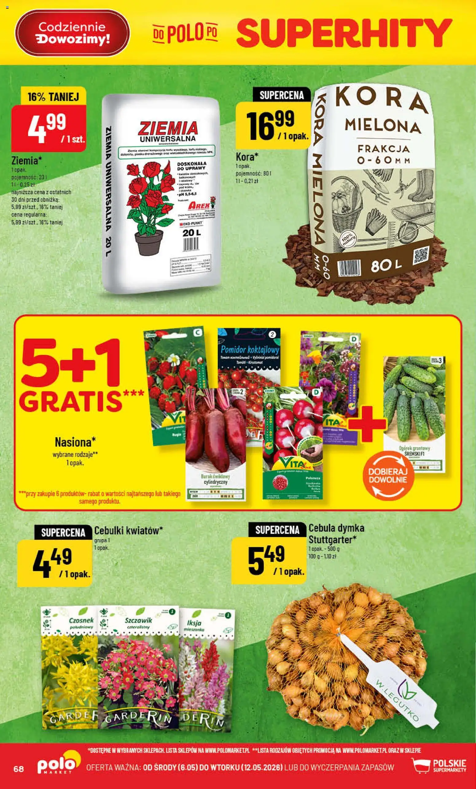 POLOmarket gazetka od 06.05.2026 | Strona: 68 | Produkty: Czosnek, Burak, Ziemia uniwersalna, Ziemia