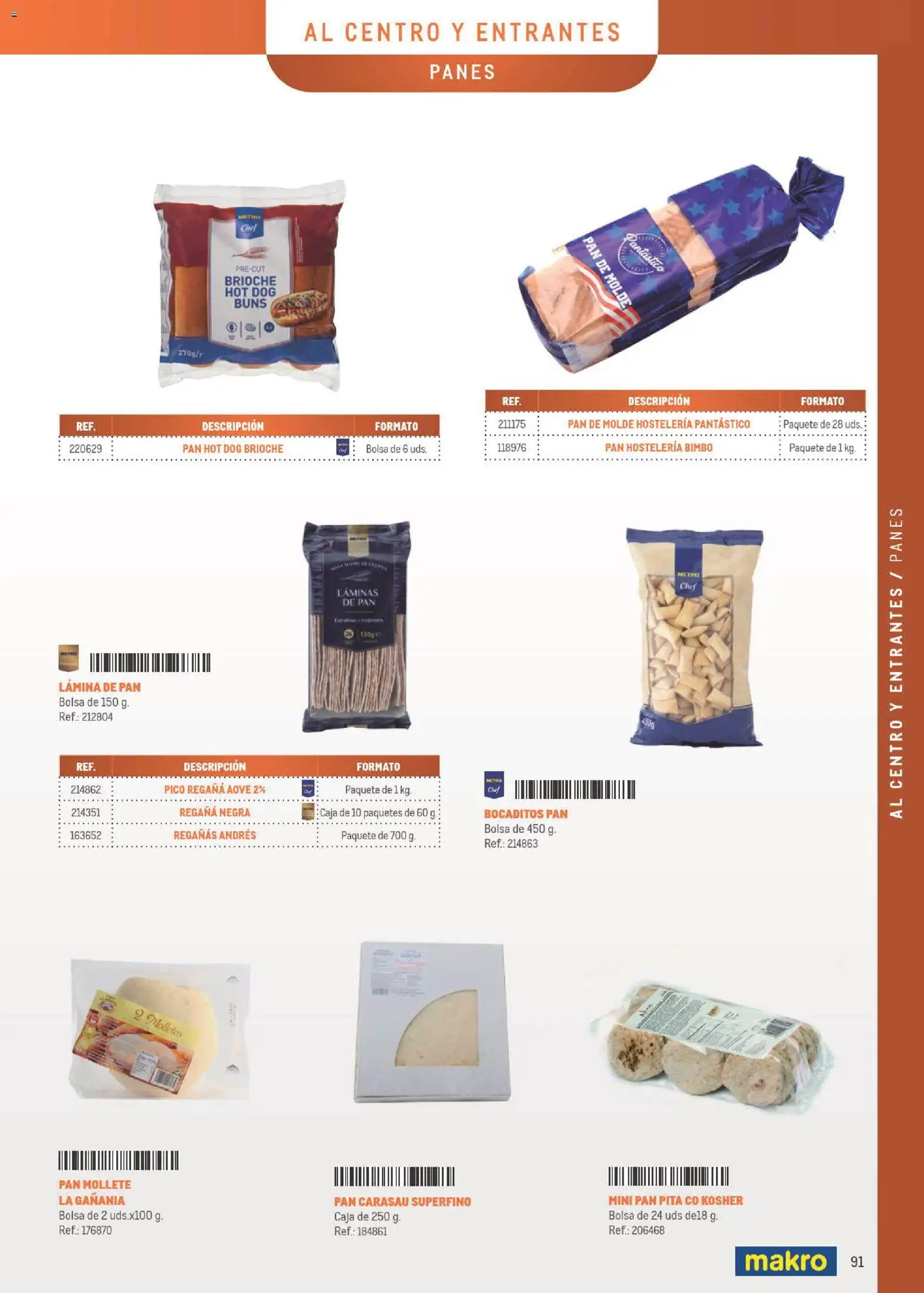 Makro Especial Carta y Menú │ válido desde el 06/07/2026 | Página: 91 | Productos: Pan, Pan de molde, Bolsa, Caja