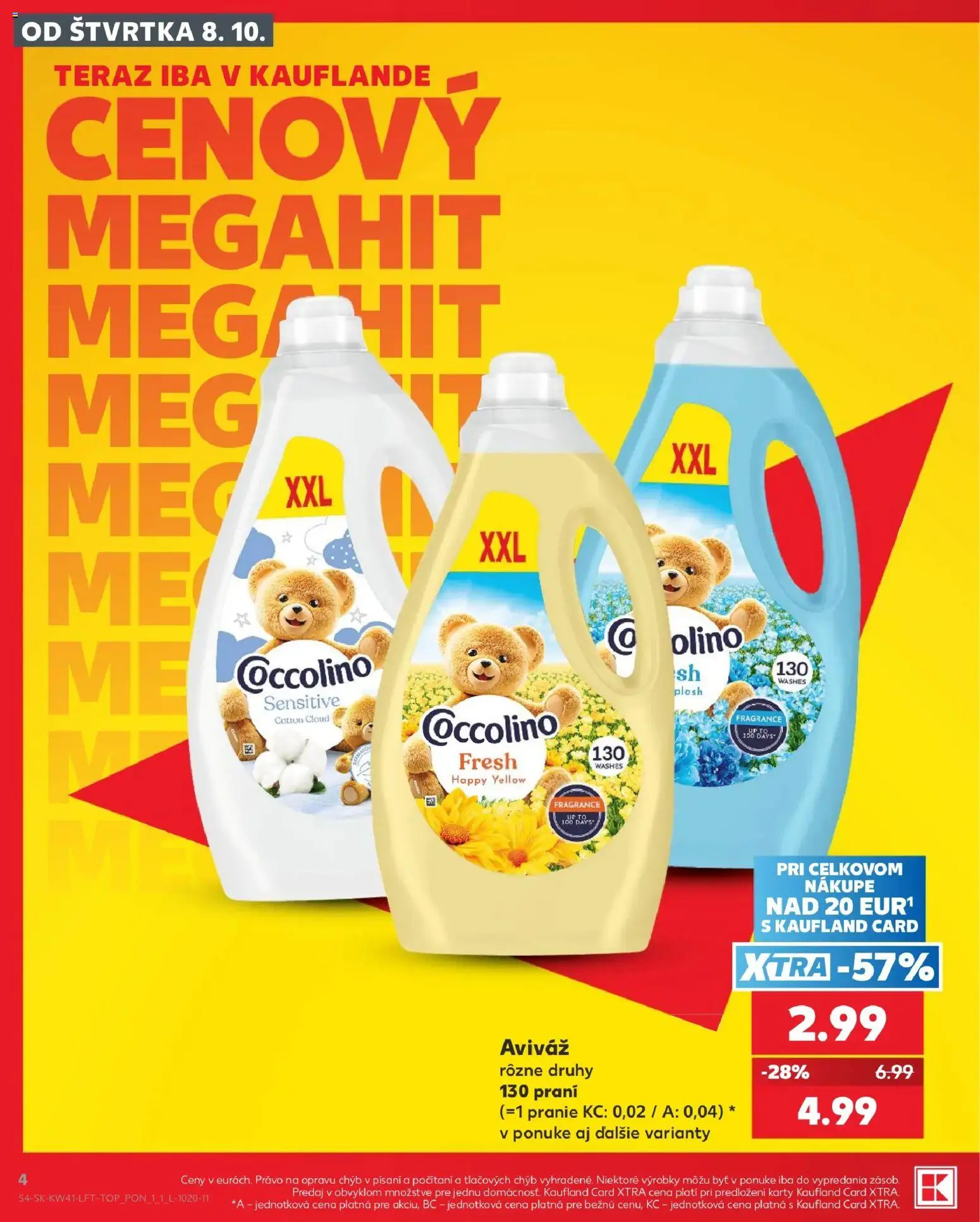 Kaufland SK akciós ujság - amely érvényes a következő dátumtól: 2026.10.08. | Oldal: 4 | Termékek: Coccolino